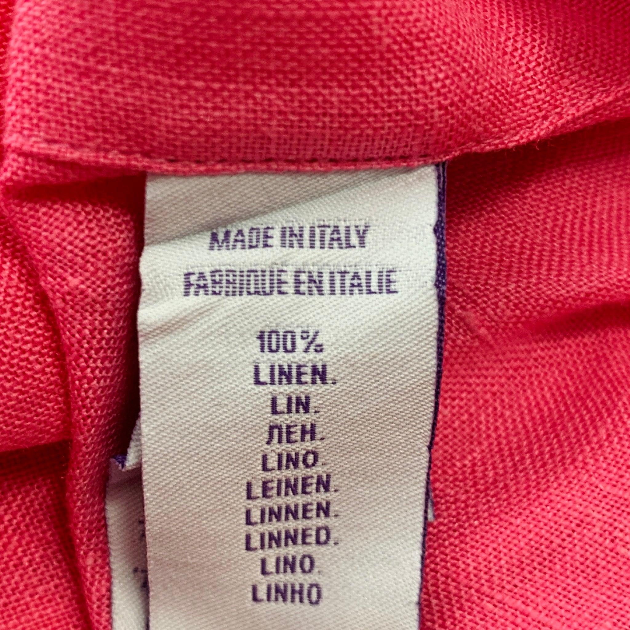 RALPH LAUREN Size XXL Pink Linen Spread Collar Long Sleeve Shirt For Sale 2