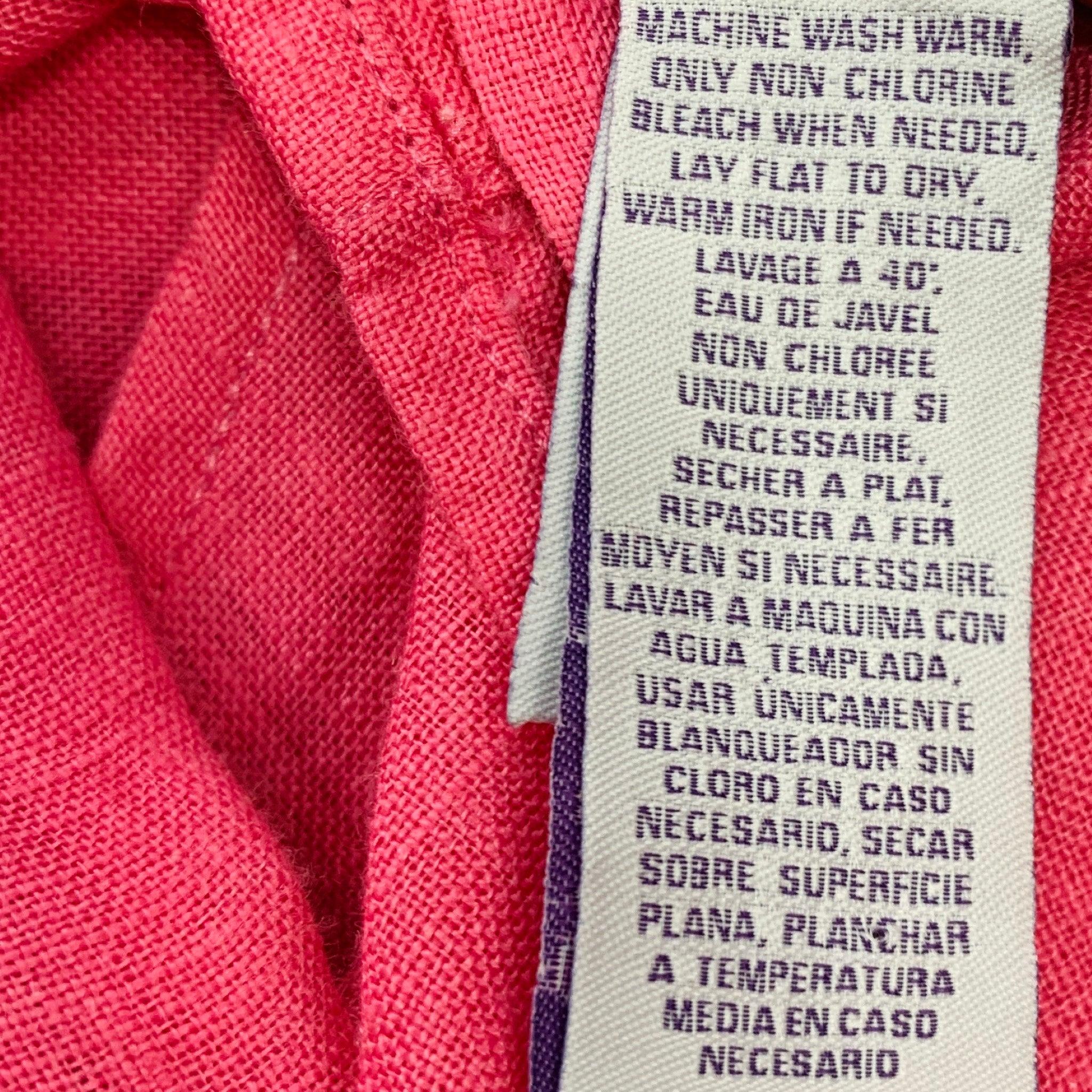 RALPH LAUREN Size XXL Pink Linen Spread Collar Long Sleeve Shirt For Sale 3