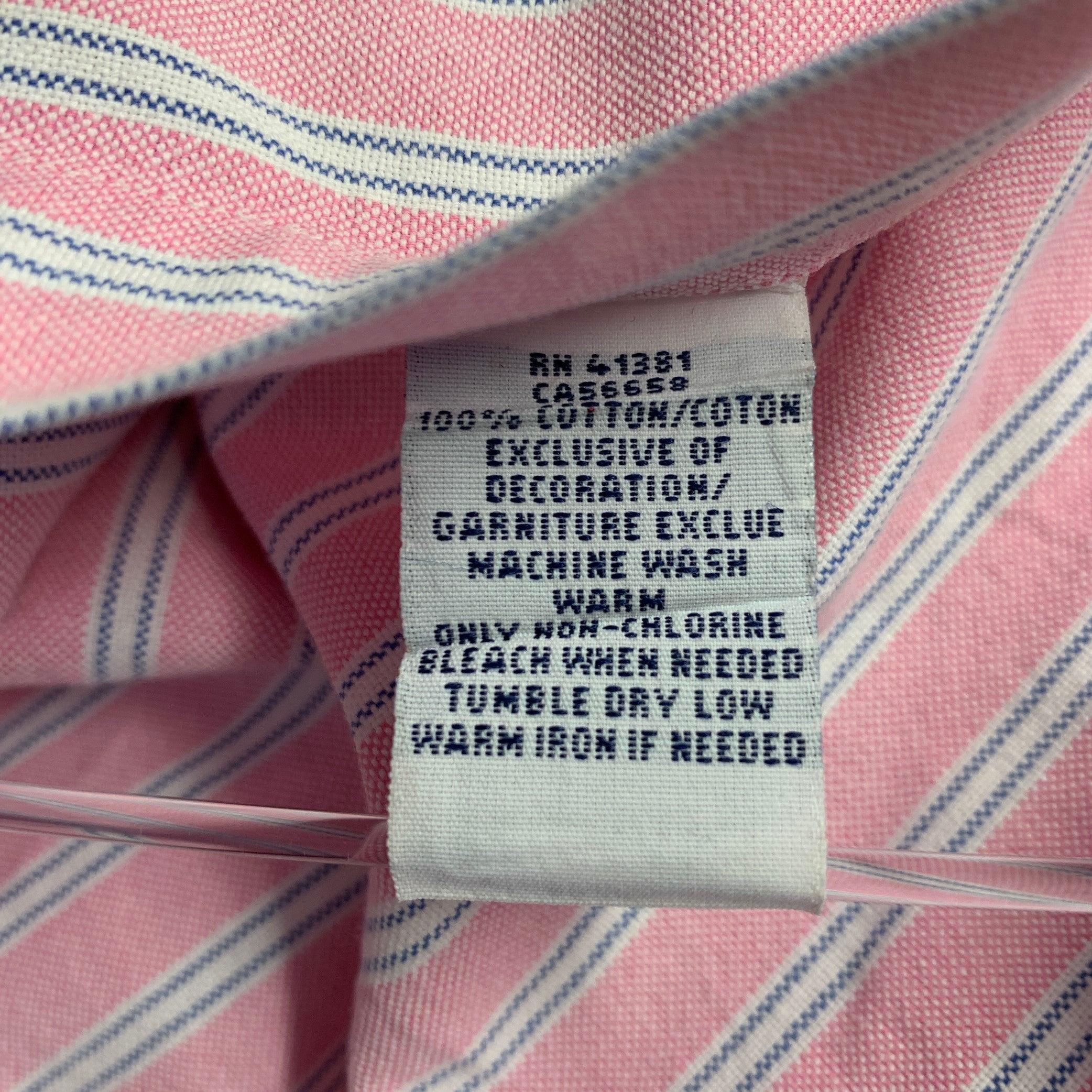 RALPH LAUREN Size XXL Pink White Stripe Cotton Button Down Long Sleeve Shirt For Sale 2