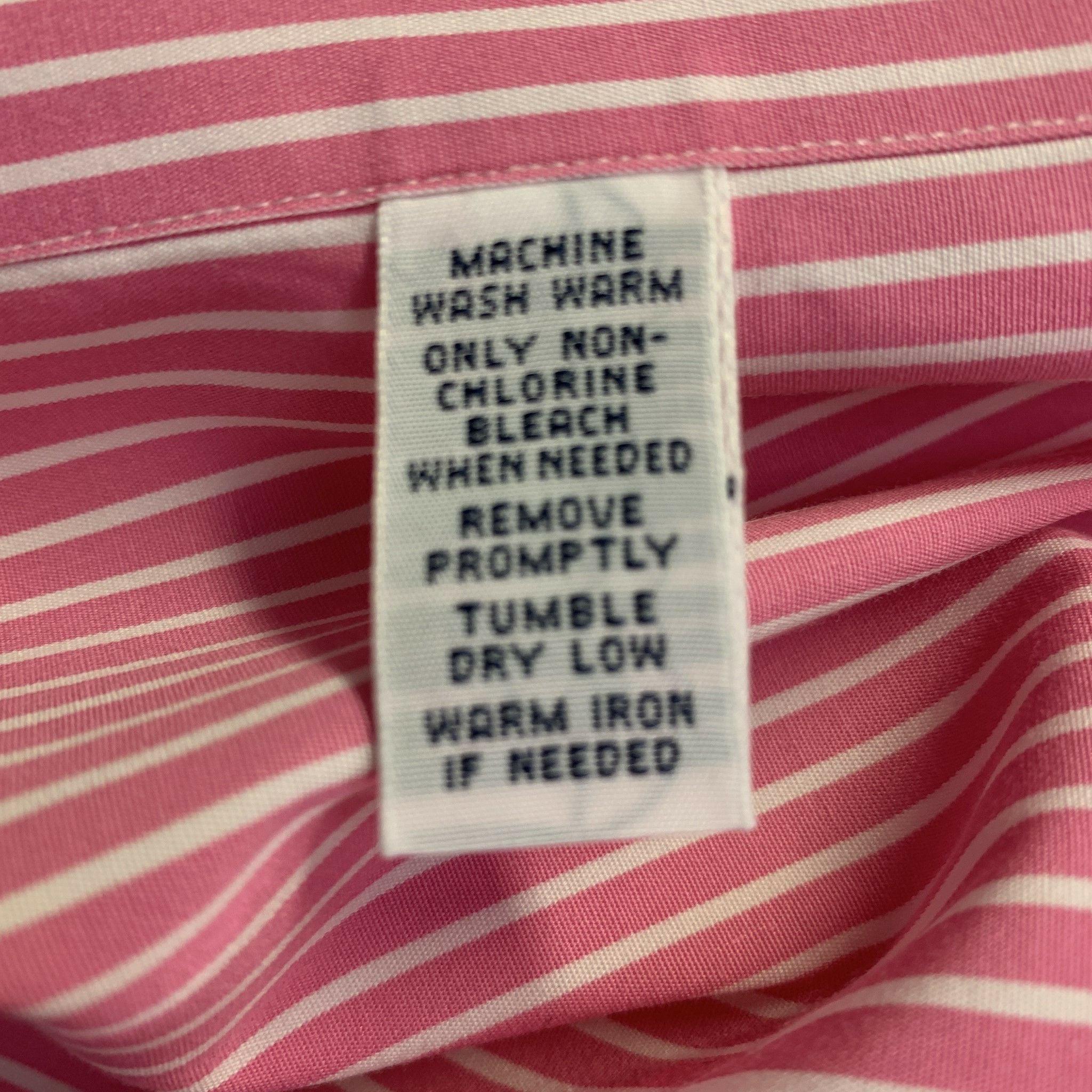 RALPH LAUREN Taglia XXL Camicia a maniche lunghe in cotone a righe bianche e rosa In condizioni ottime in vendita a San Francisco, CA