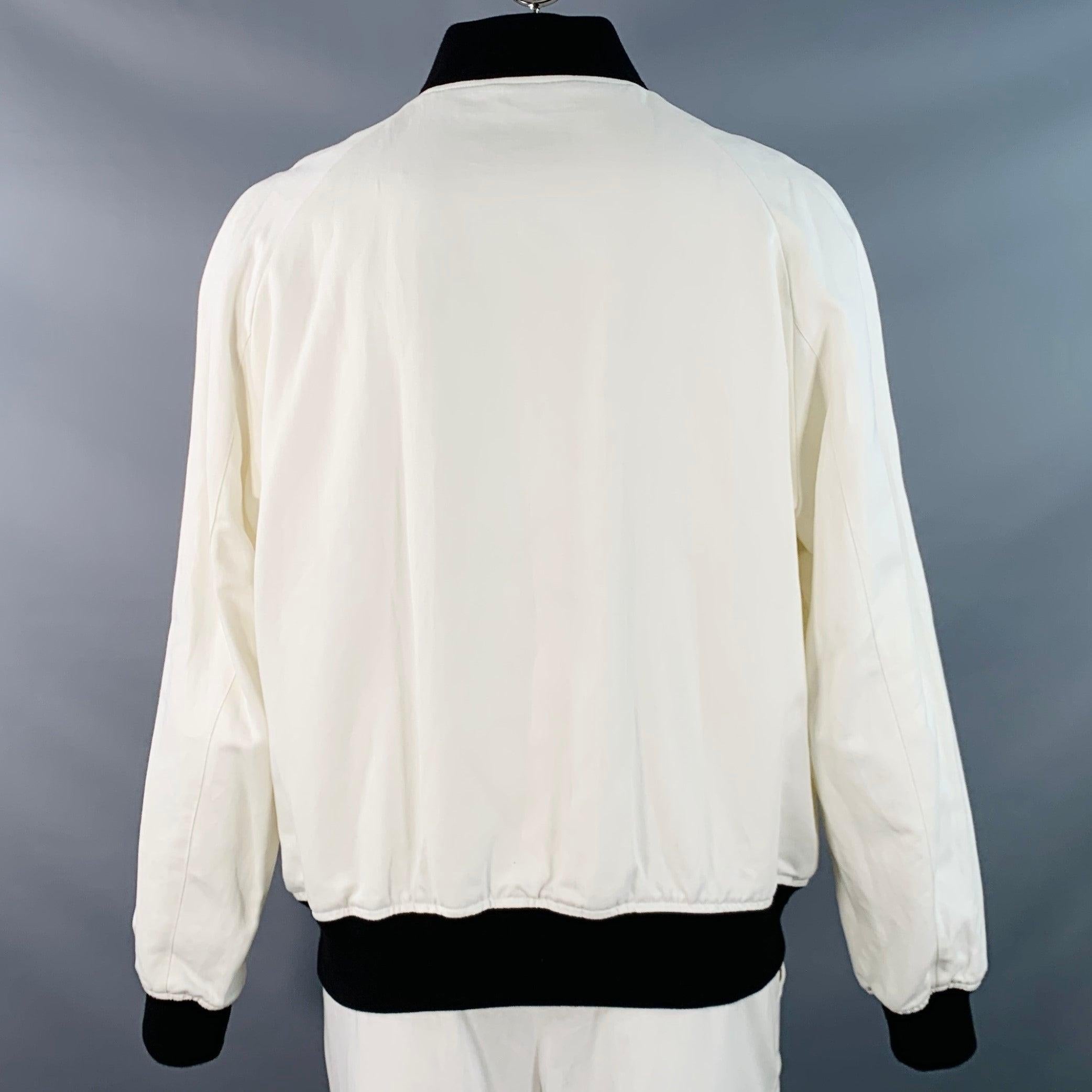 RALPH LAUREN Größe XXL Weiß Schwarz Baumwolle Leinen Zip Up Bomberjacke (Grau) im Angebot