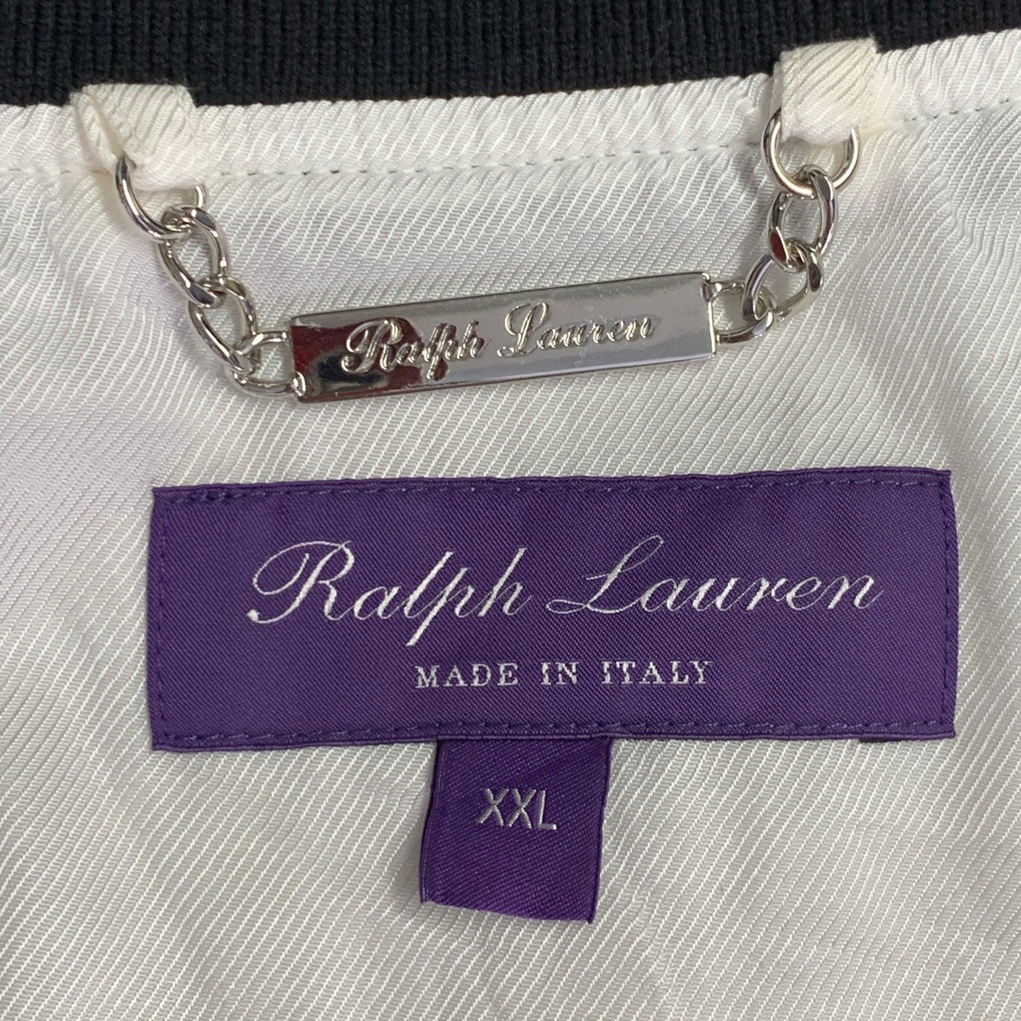 RALPH LAUREN Größe XXL Weiß Schwarz Baumwolle Leinen Zip Up Bomberjacke im Zustand „Hervorragend“ im Angebot in San Francisco, CA