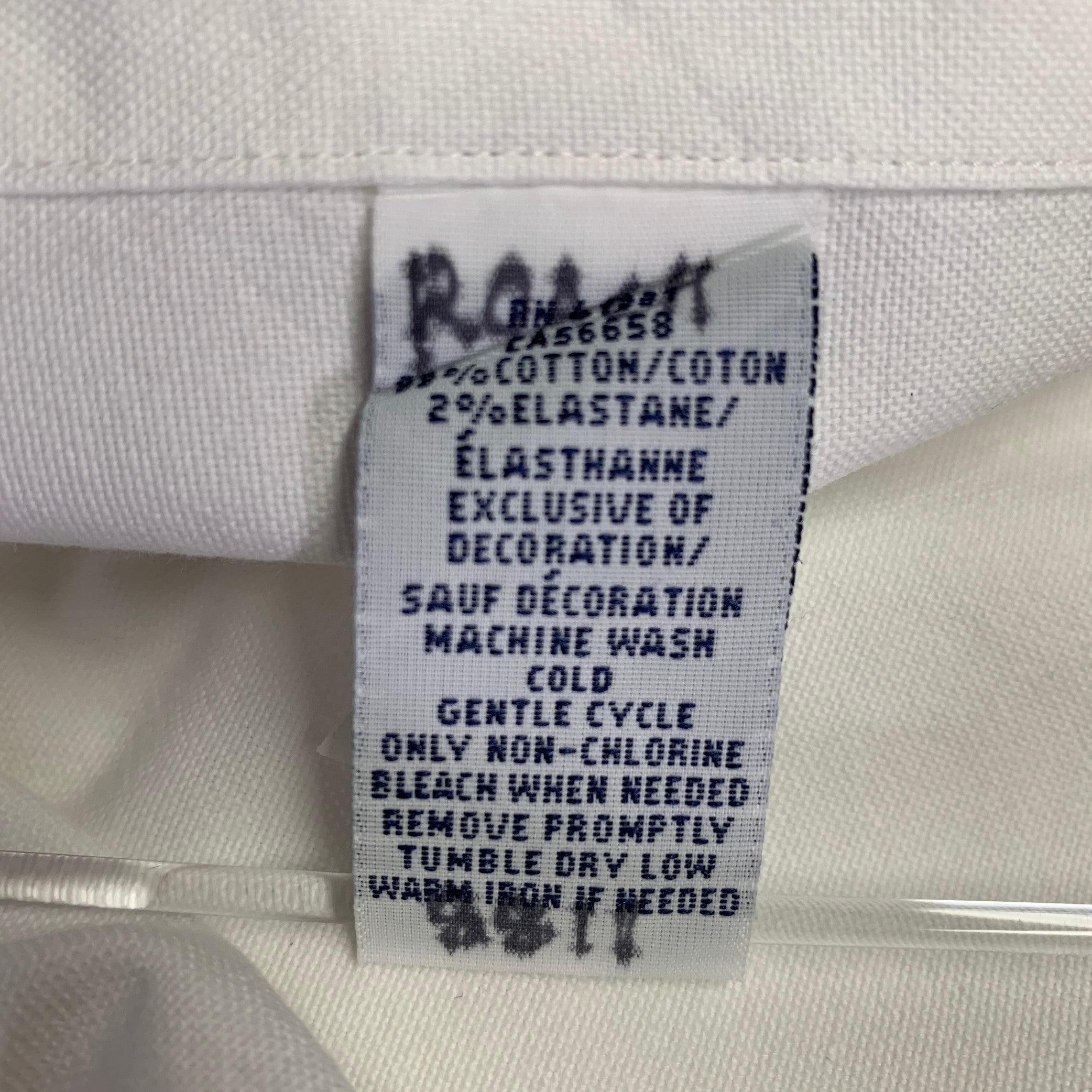 RALPH LAUREN Size XXL White Cotton Blend Button Down Long Sleeve Shirt For Sale 1