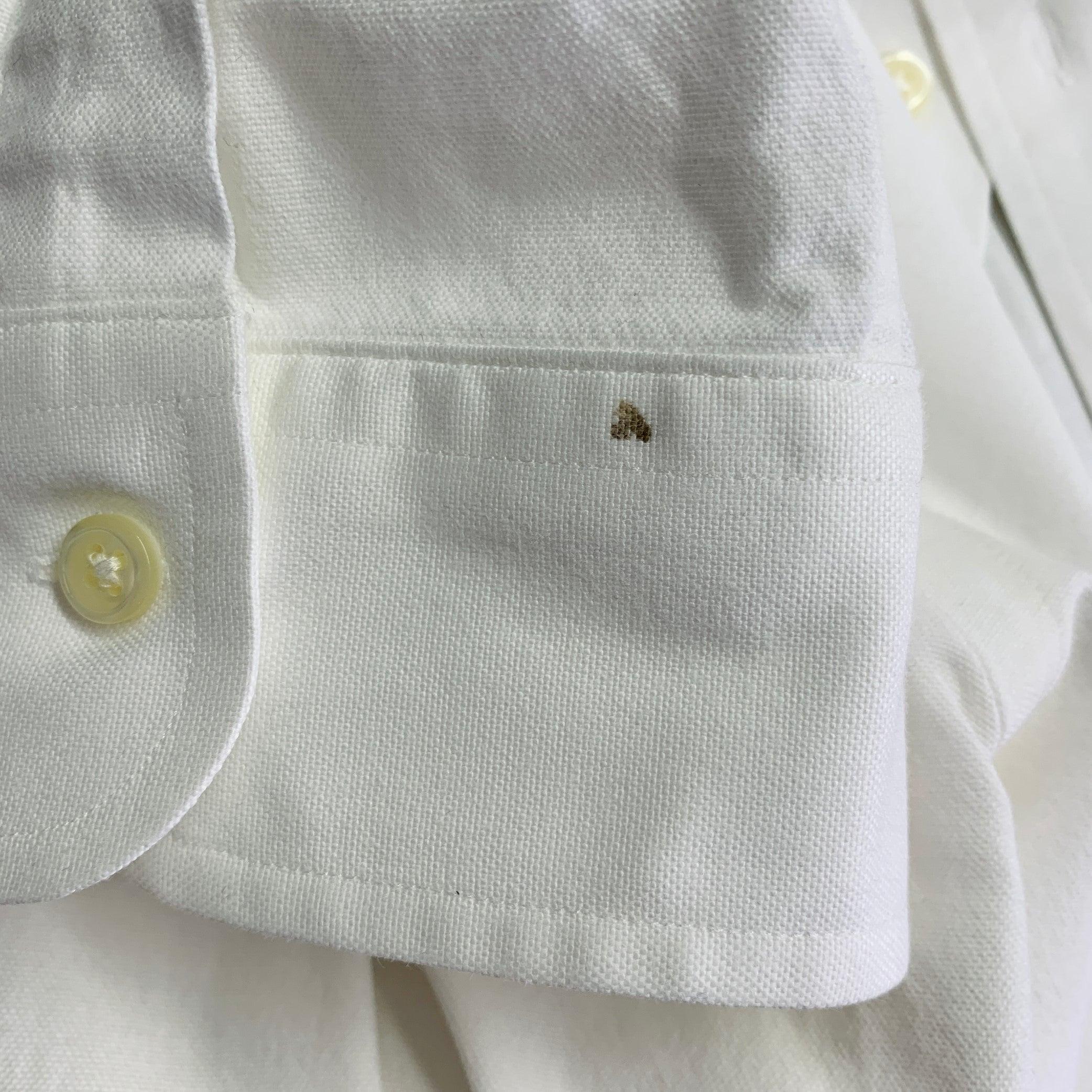 RALPH LAUREN Size XXL White Cotton Blend Button Down Long Sleeve Shirt For Sale 3