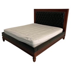 Ralph Lauren SKSuper King Size Bed in Wood and Black Leather