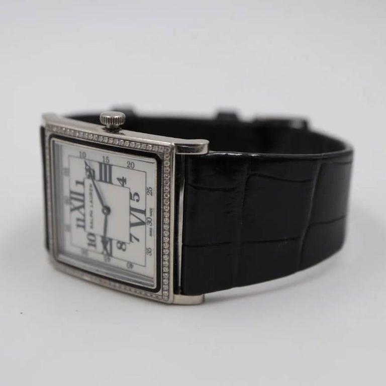 Ralph Lauren Slim Classique Diamond Watch 18K White Gold on Strap