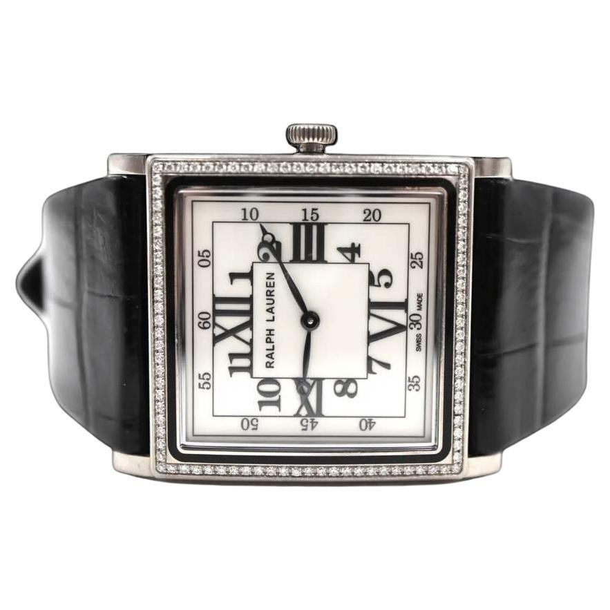 Slim Classique Diamant-Uhr von Ralph Lauren aus 18 Karat Weißgold mit  Armband im Angebot bei 1stDibs