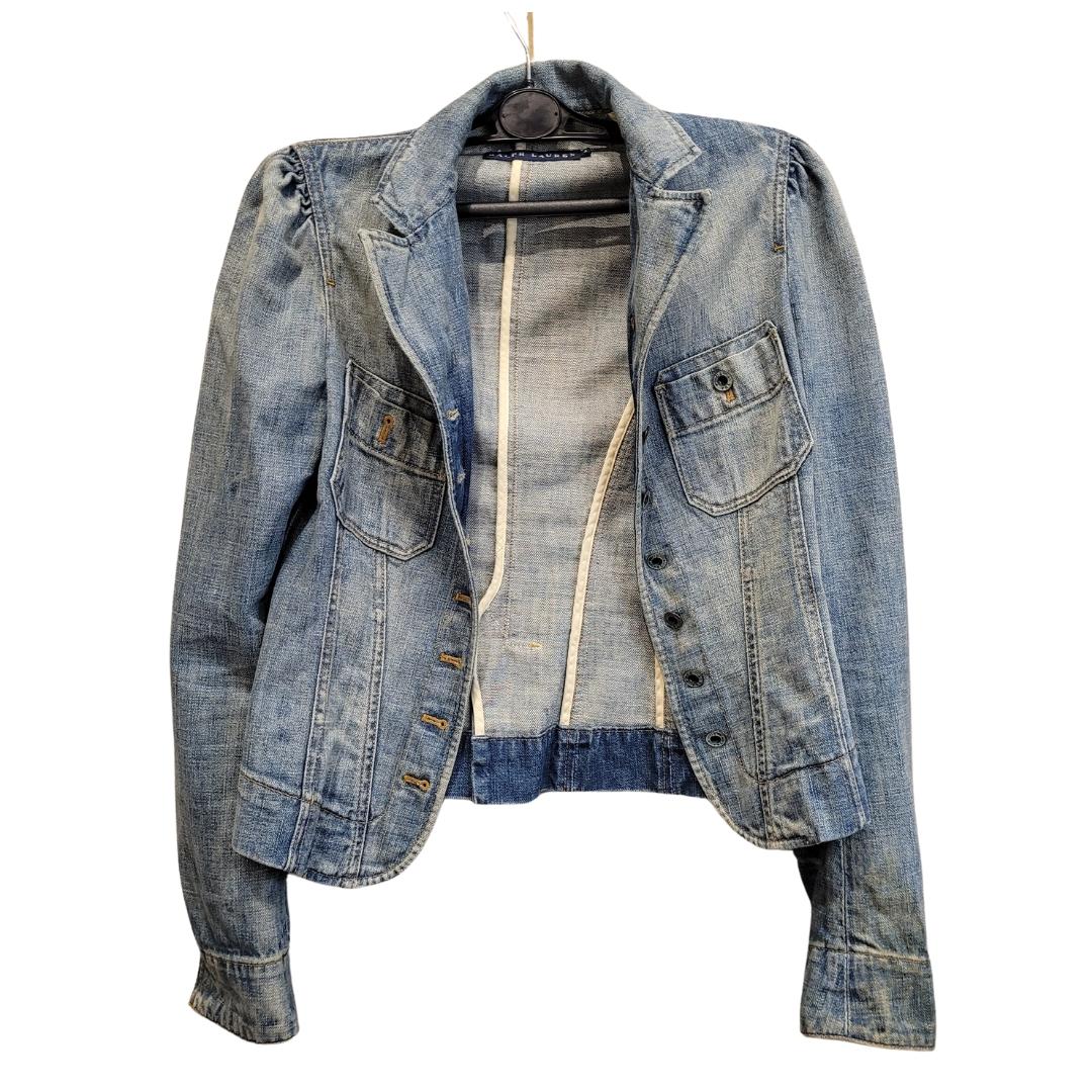 Grigio Ralph Lauren - Giacca di jeans slim fit anni 2000 - Italia in vendita