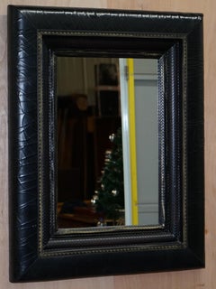 Ralph Lauren Snakeskin Patina & Leather Cushion Curved Framed Mirror