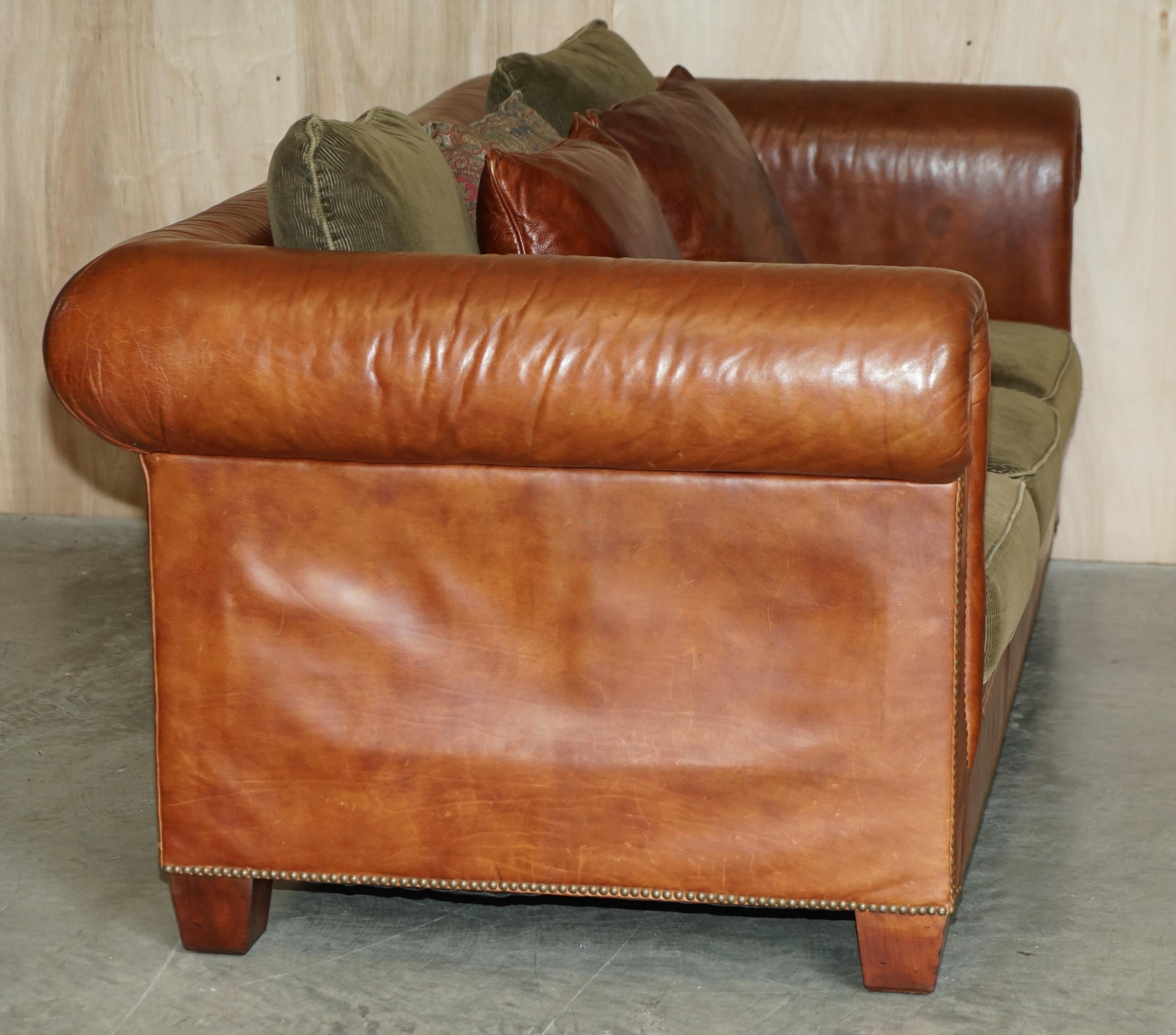 20th Century Ralph Lauren Sofa & Armchair Brown Leather Club Suite from New York Madison Ave