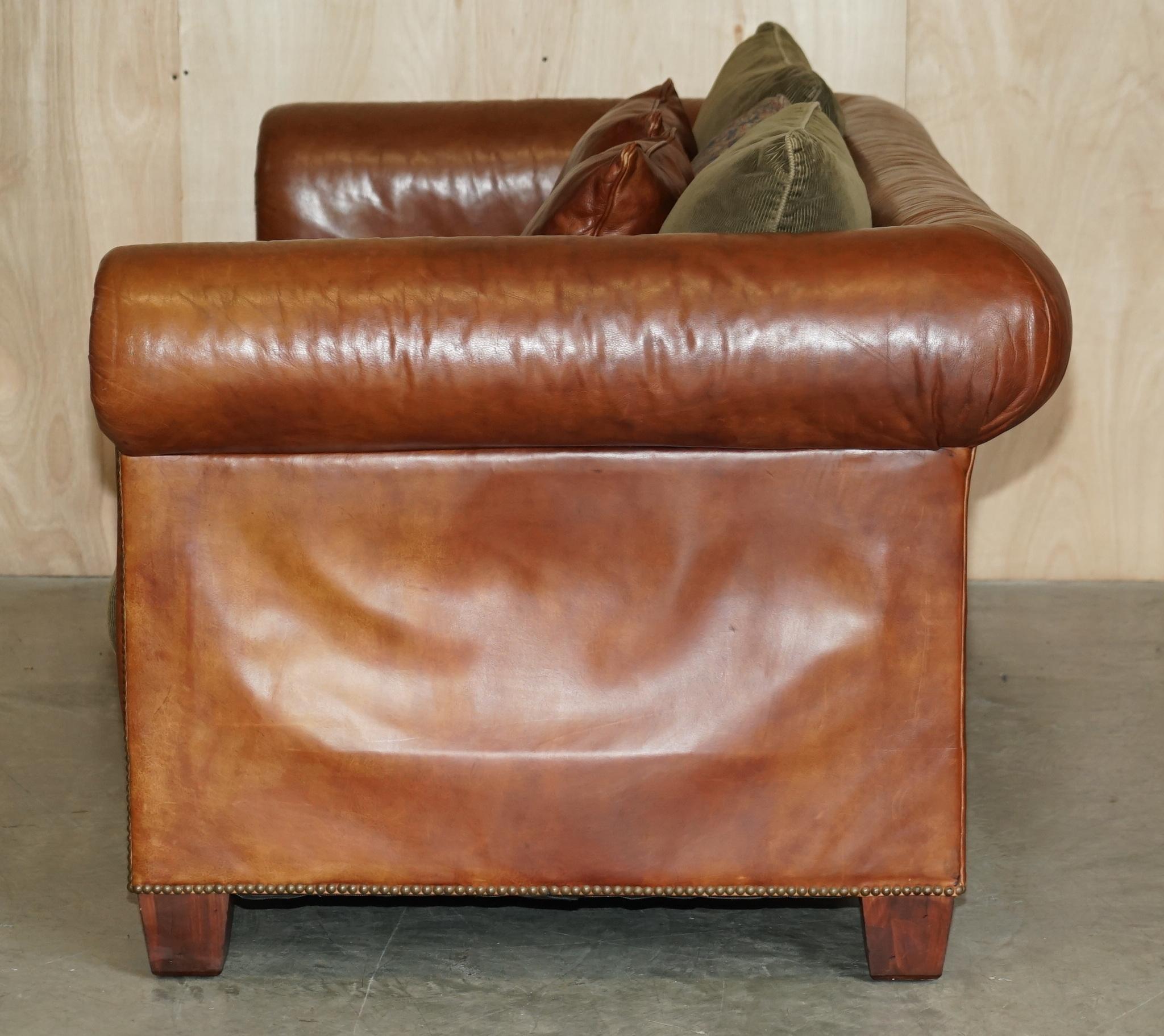 Ralph Lauren Sofa & Armchair Brown Leather Club Suite from New York Madison Ave 5