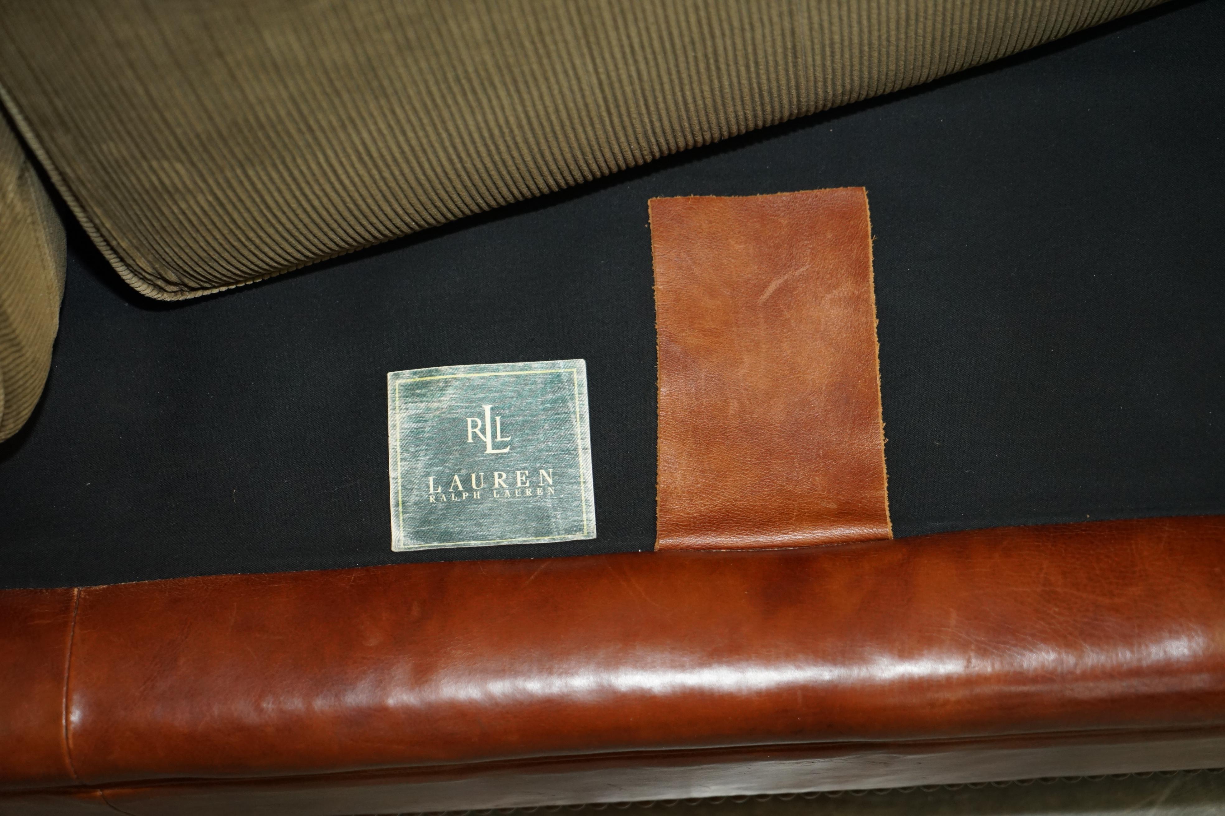 Ralph Lauren Sofa & Armchair Brown Leather Club Suite from New York Madison Ave 6