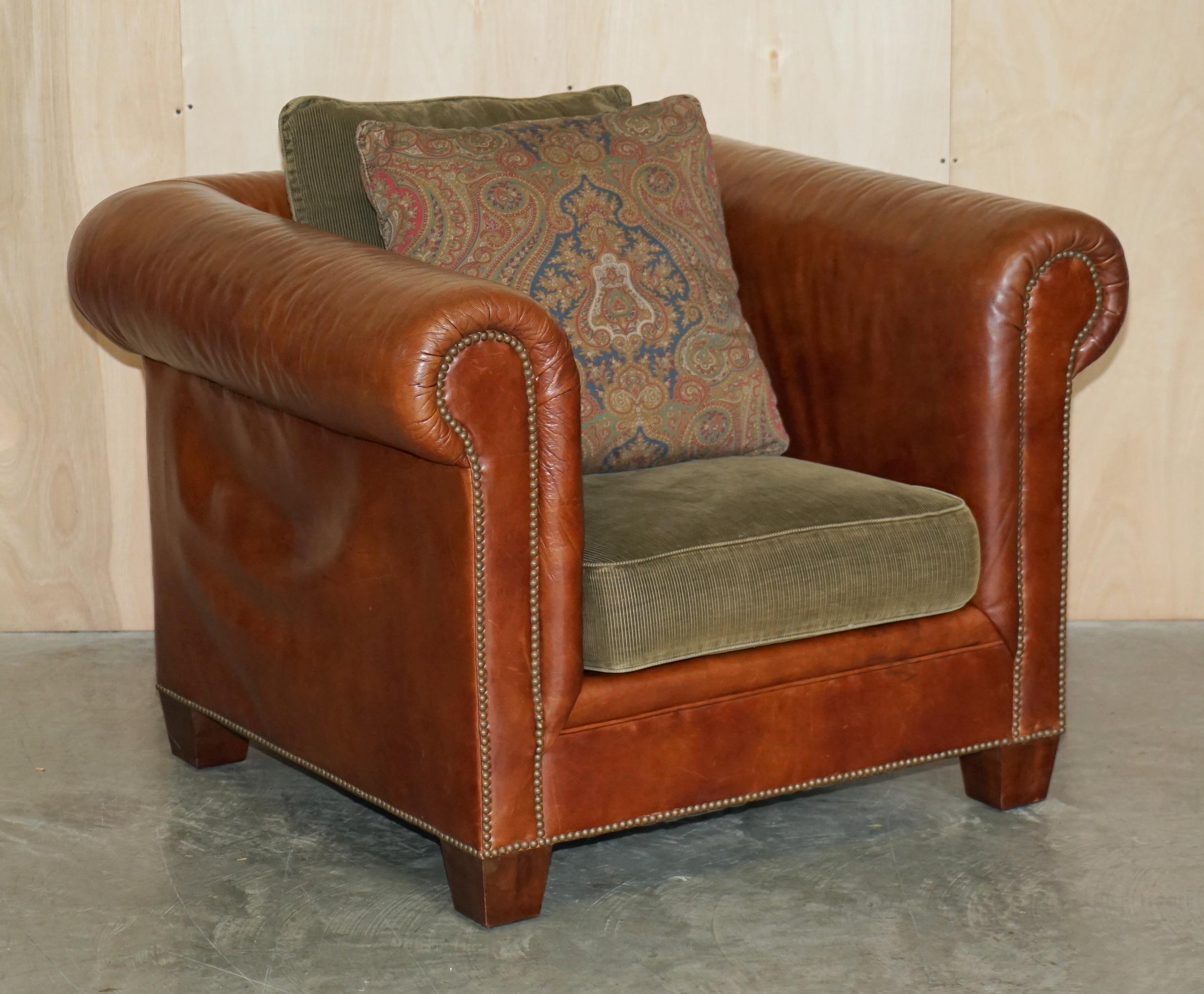 Ralph Lauren Sofa & Armchair Brown Leather Club Suite from New York Madison Ave 7