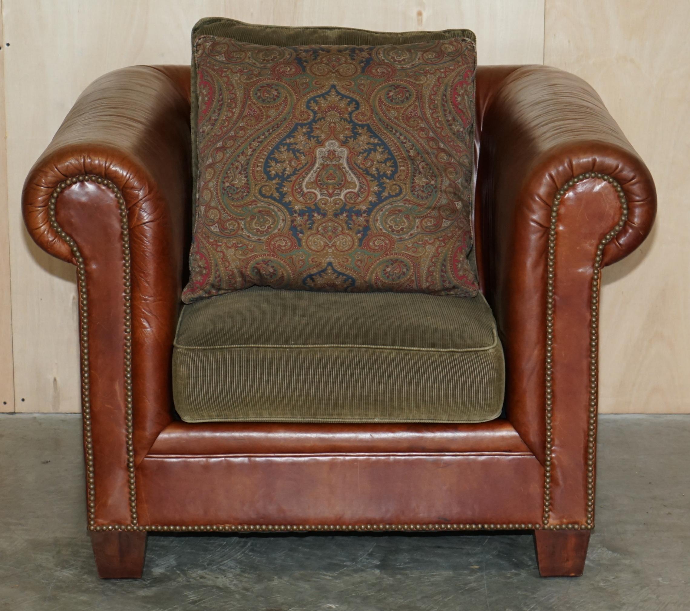 Ralph Lauren Sofa & Armchair Brown Leather Club Suite from New York Madison Ave 8