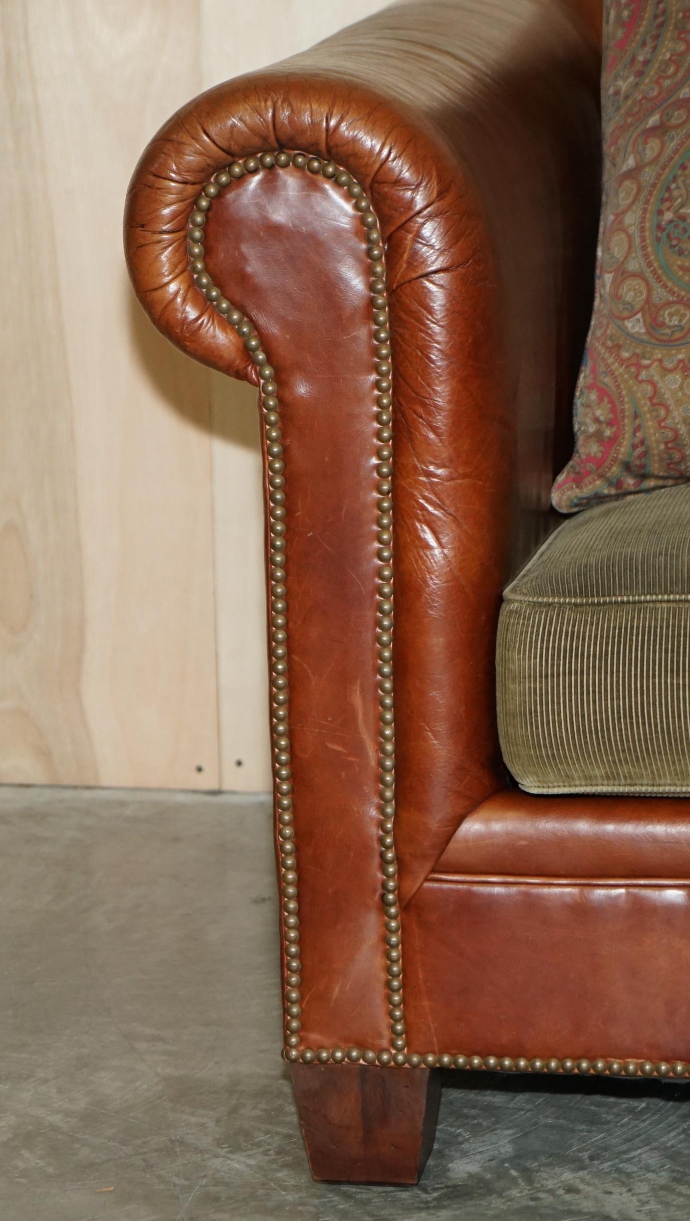 Ralph Lauren Sofa & Armchair Brown Leather Club Suite from New York Madison Ave 6