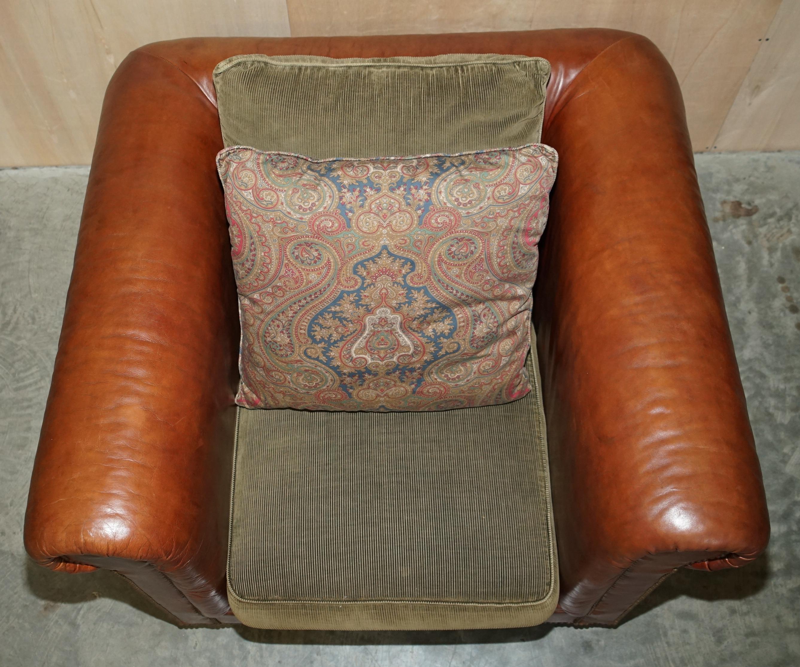 Ralph Lauren Sofa & Armchair Brown Leather Club Suite from New York Madison Ave 10
