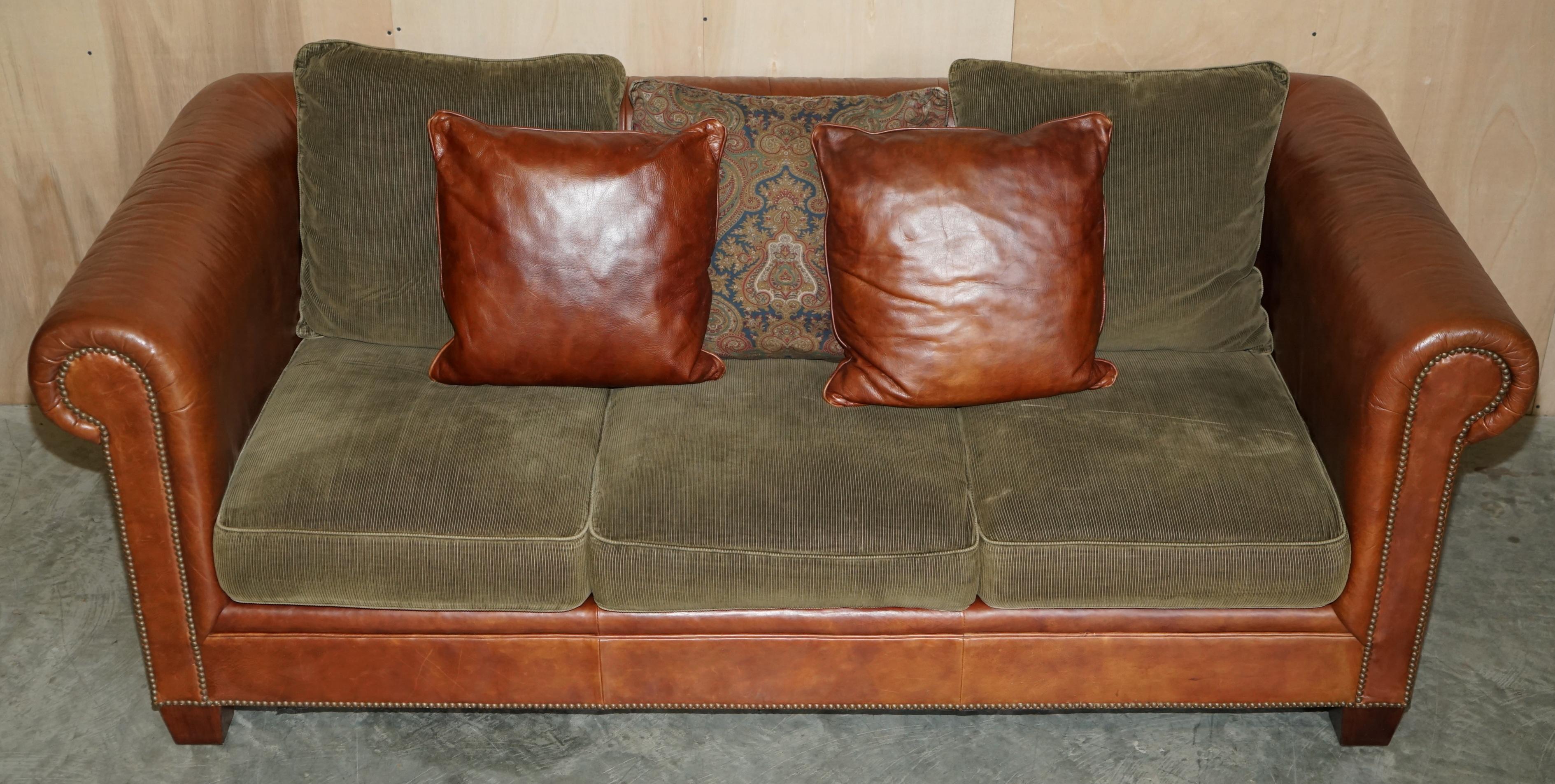 American Ralph Lauren Sofa & Armchair Brown Leather Club Suite from New York Madison Ave