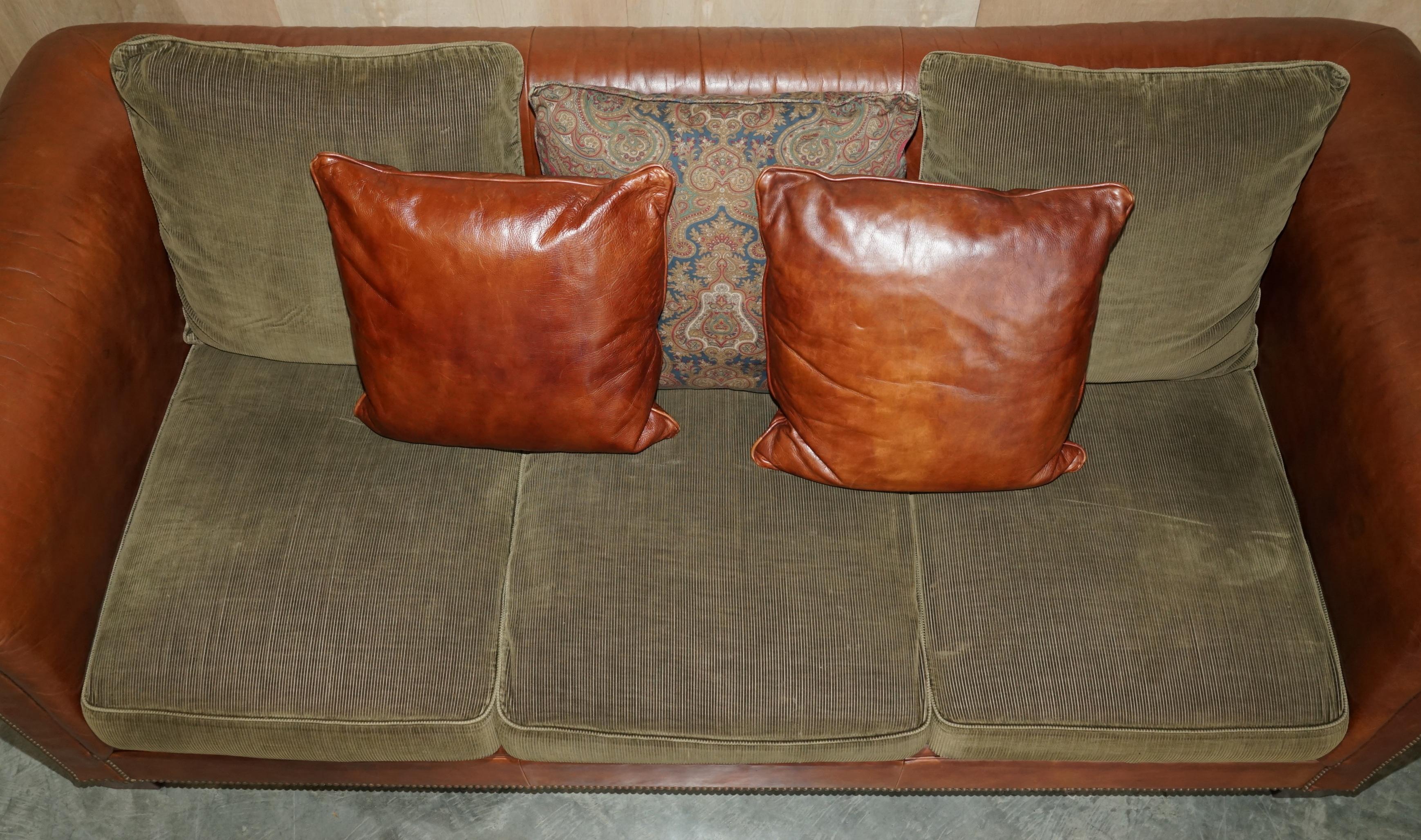 American Ralph Lauren Sofa & Armchair Brown Leather Club Suite from New York Madison Ave