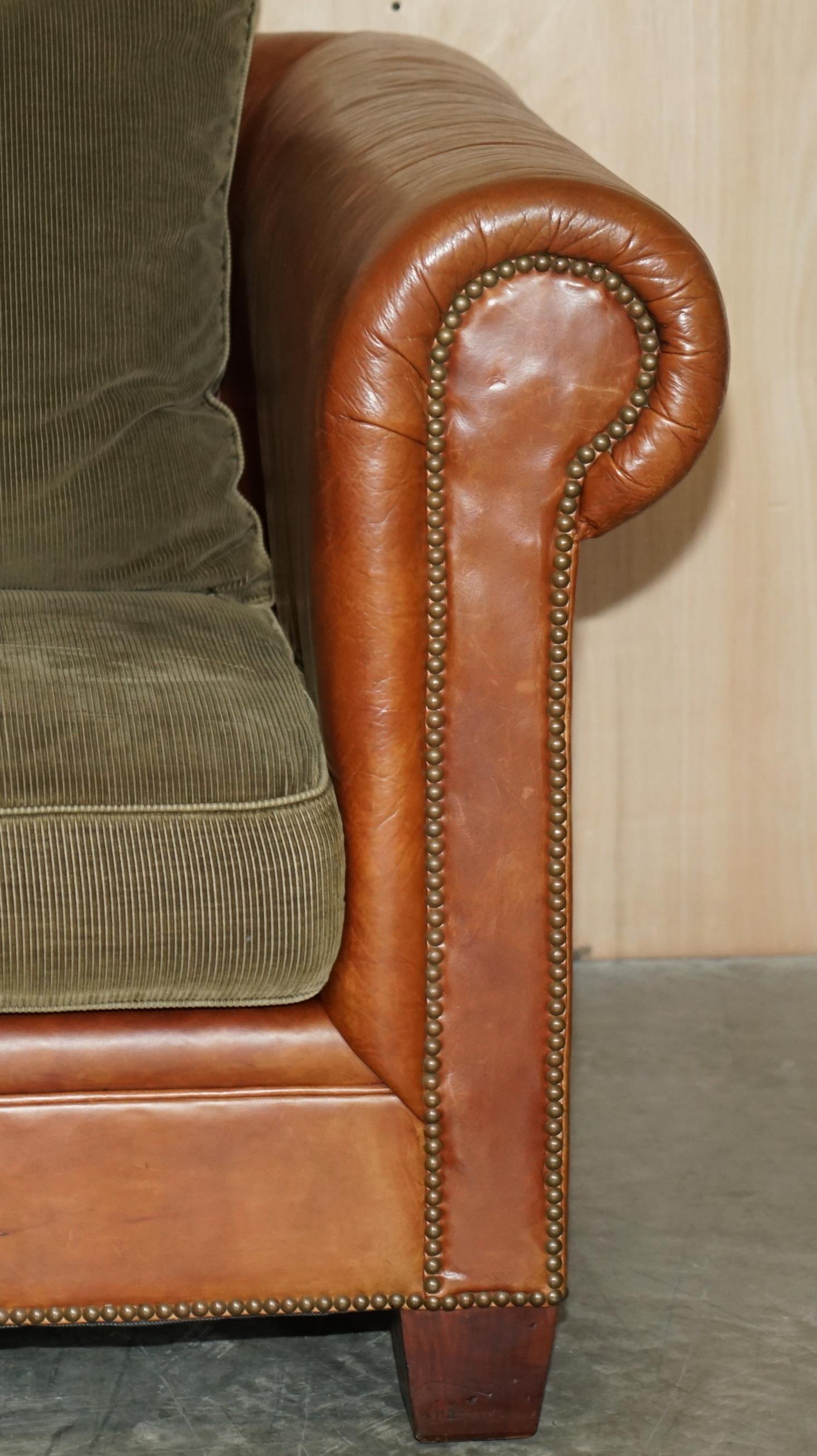 Ralph Lauren Sofa & Armchair Brown Leather Club Suite from New York Madison Ave In Good Condition In West Sussex, Pulborough