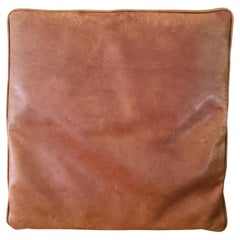 Ralph Lauren Soft Saddle Leather & Fabric Zippered Down Throw Pillow