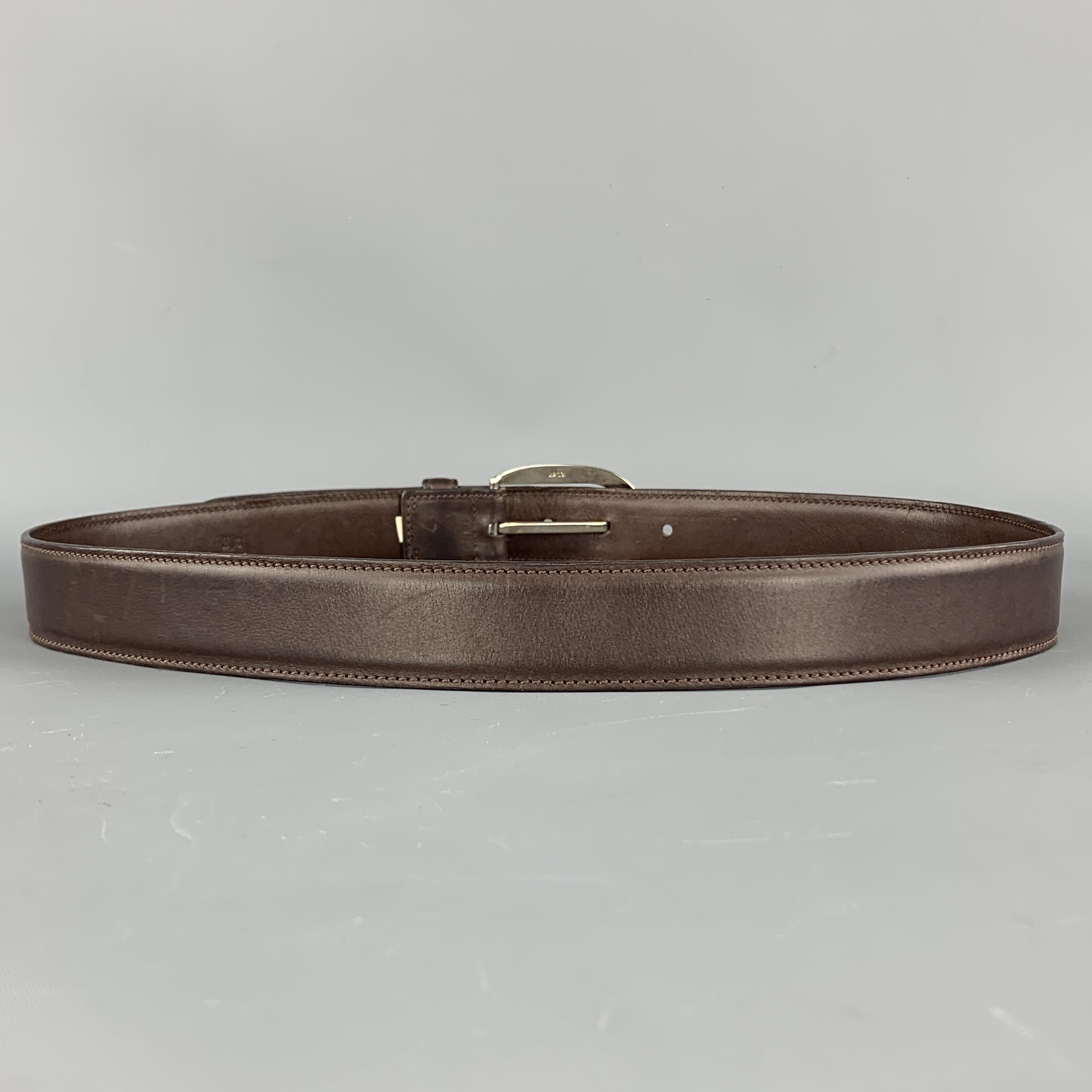RALPH LAUREN Solid Size 32 Brown Leather Belt In Good Condition In San Francisco, CA