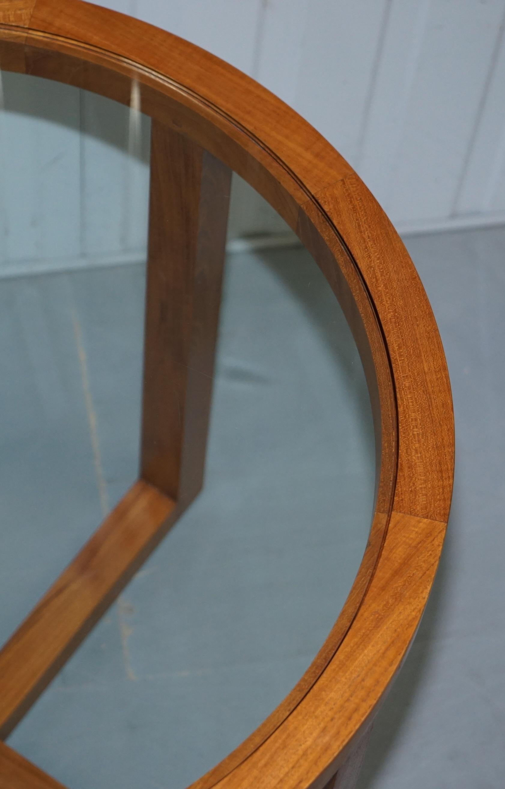Ralph Lauren Solid Teak and Glass Round Centre Occasional Table For Sale 4