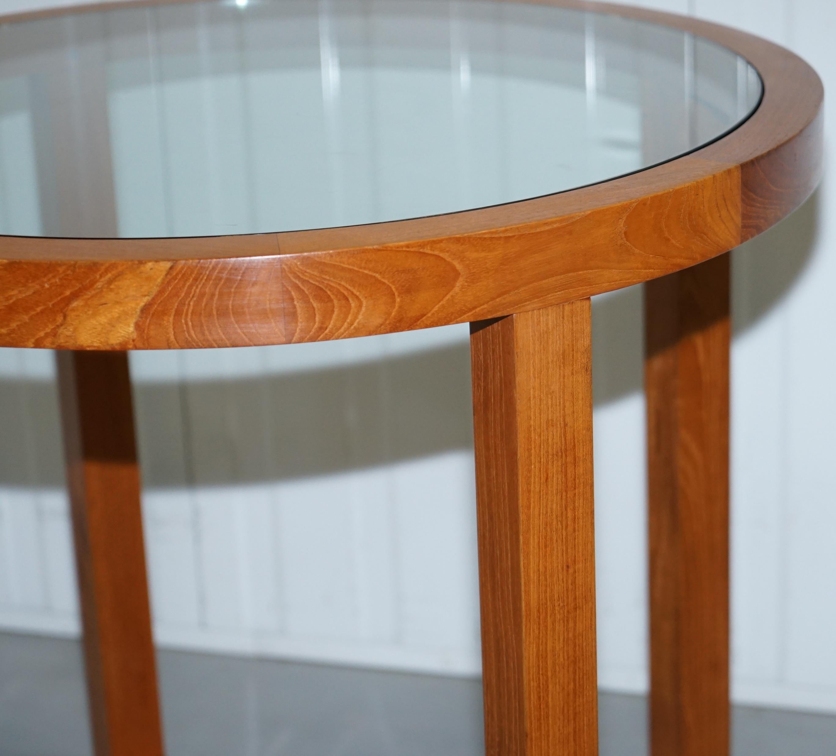 Ralph Lauren Solid Teak and Glass Round Centre Occasional Table For Sale 7
