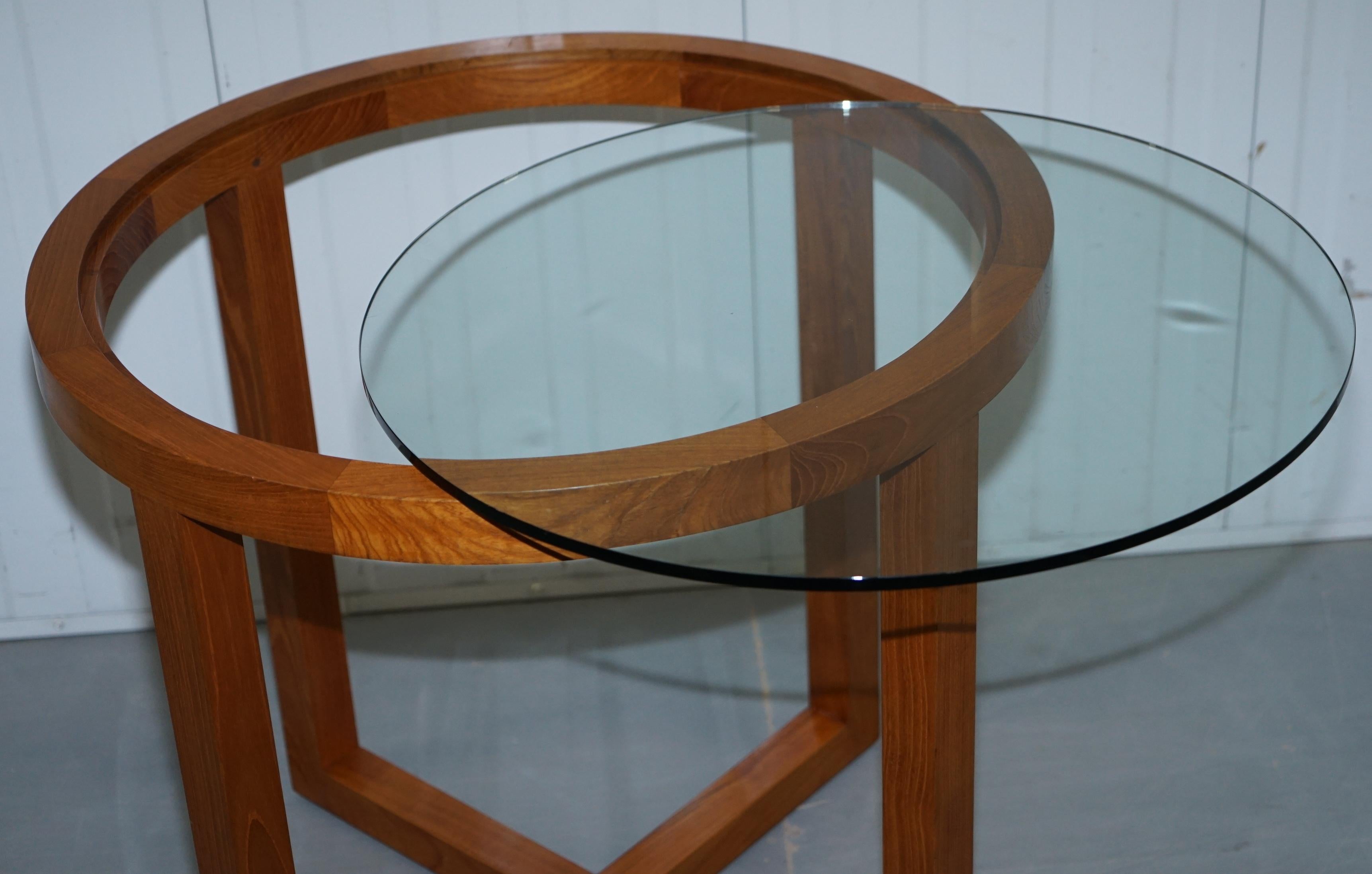 Ralph Lauren Solid Teak and Glass Round Centre Occasional Table For Sale 8
