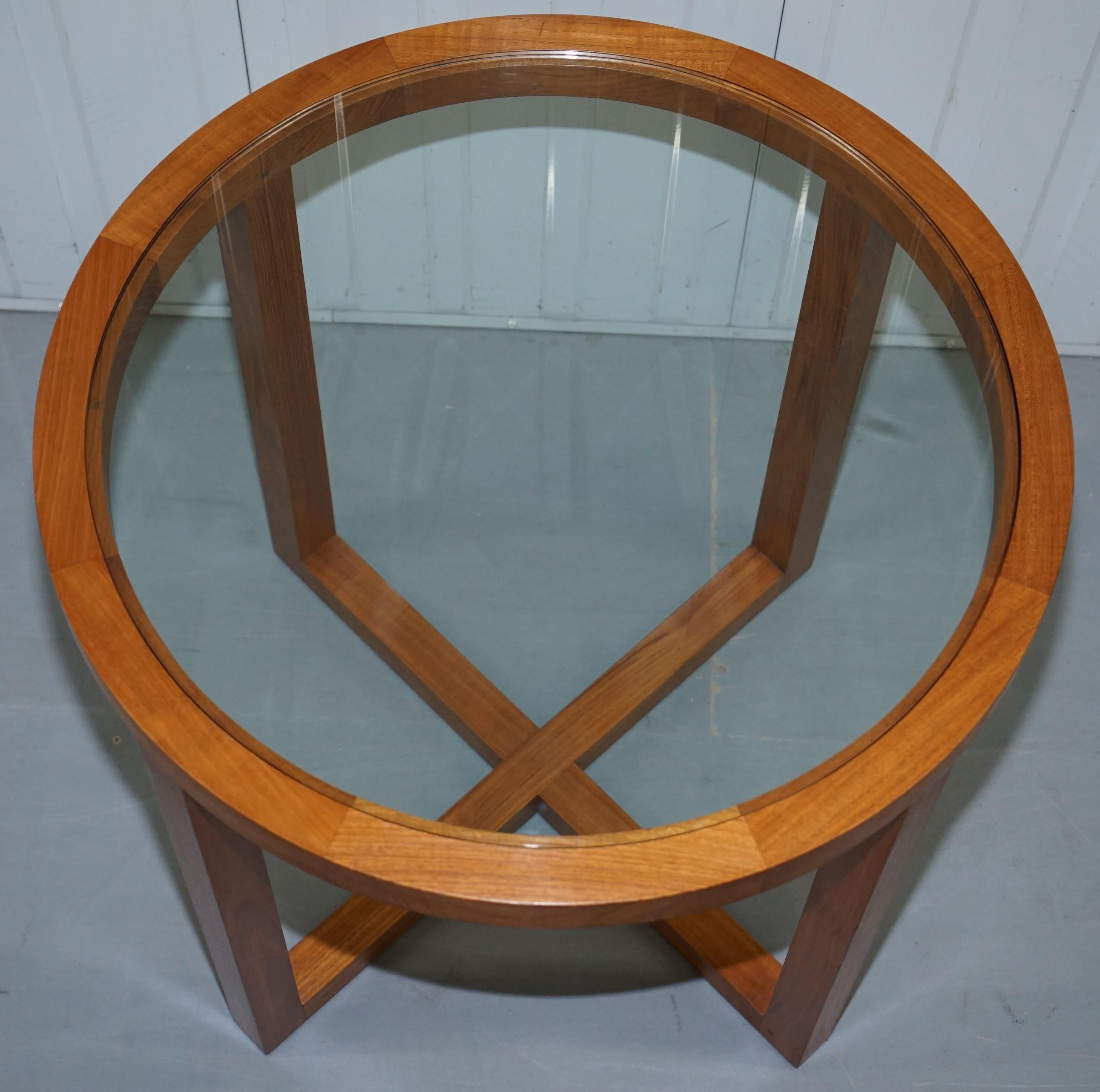 Ralph Lauren Solid Teak and Glass Round Centre Occasional Table For Sale 2