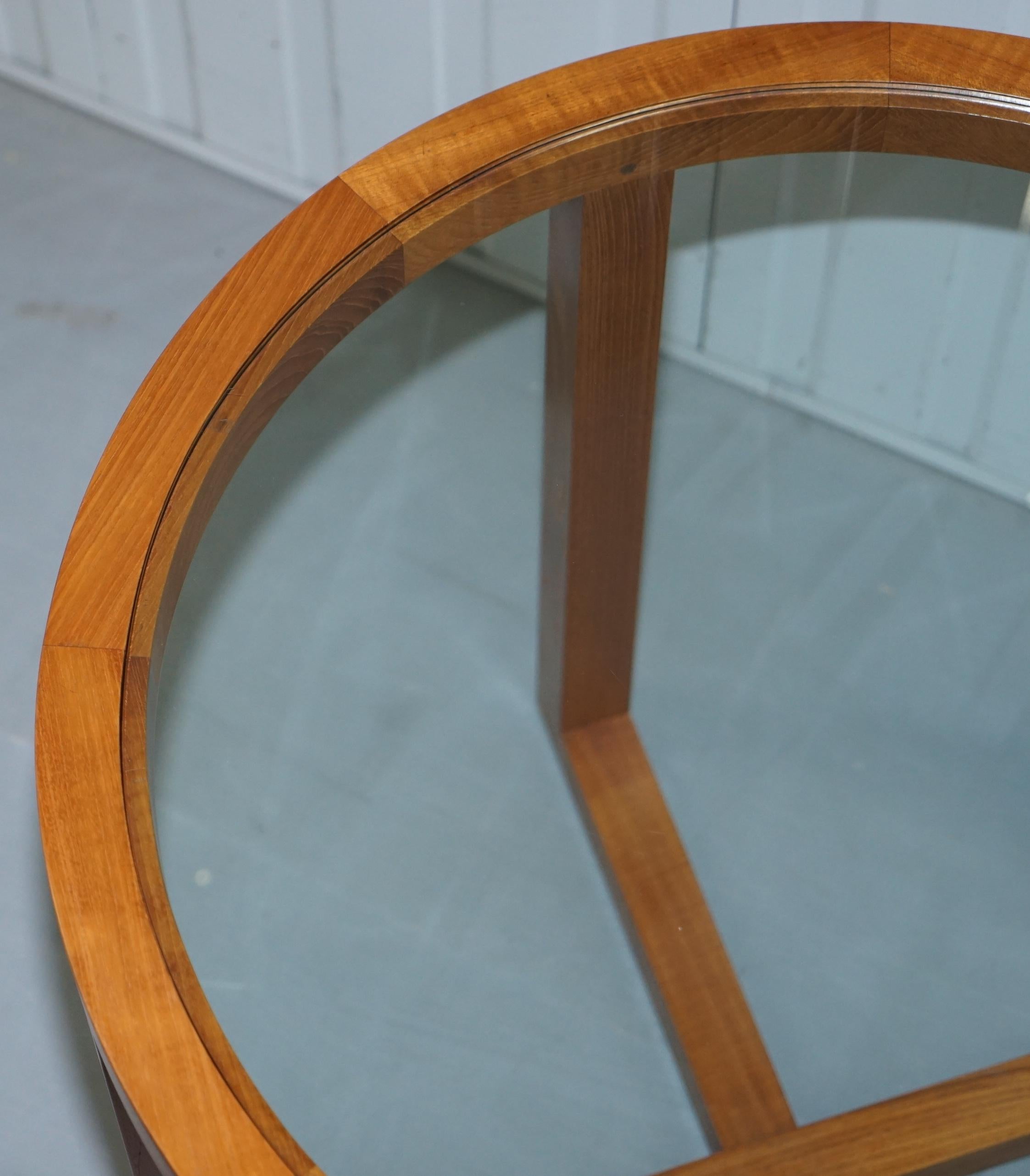 Ralph Lauren Solid Teak and Glass Round Centre Occasional Table For Sale 3