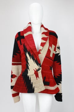 Ralph Lauren Southwest Deep Red Strickjacke mit Schößchen NWT