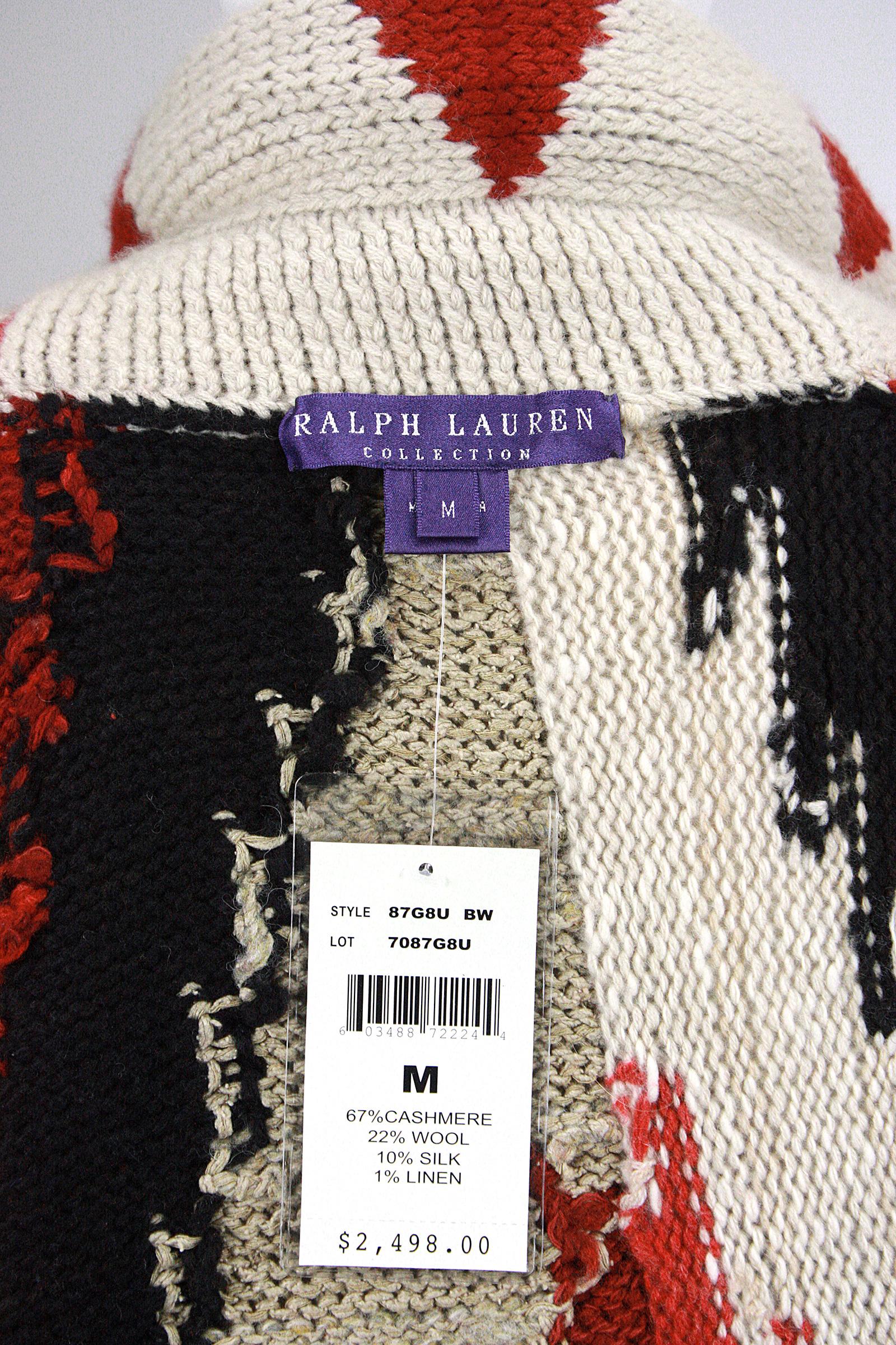 Ralph Lauren Southwest Deep Red Knit Cardigan with Peplum NWT 1