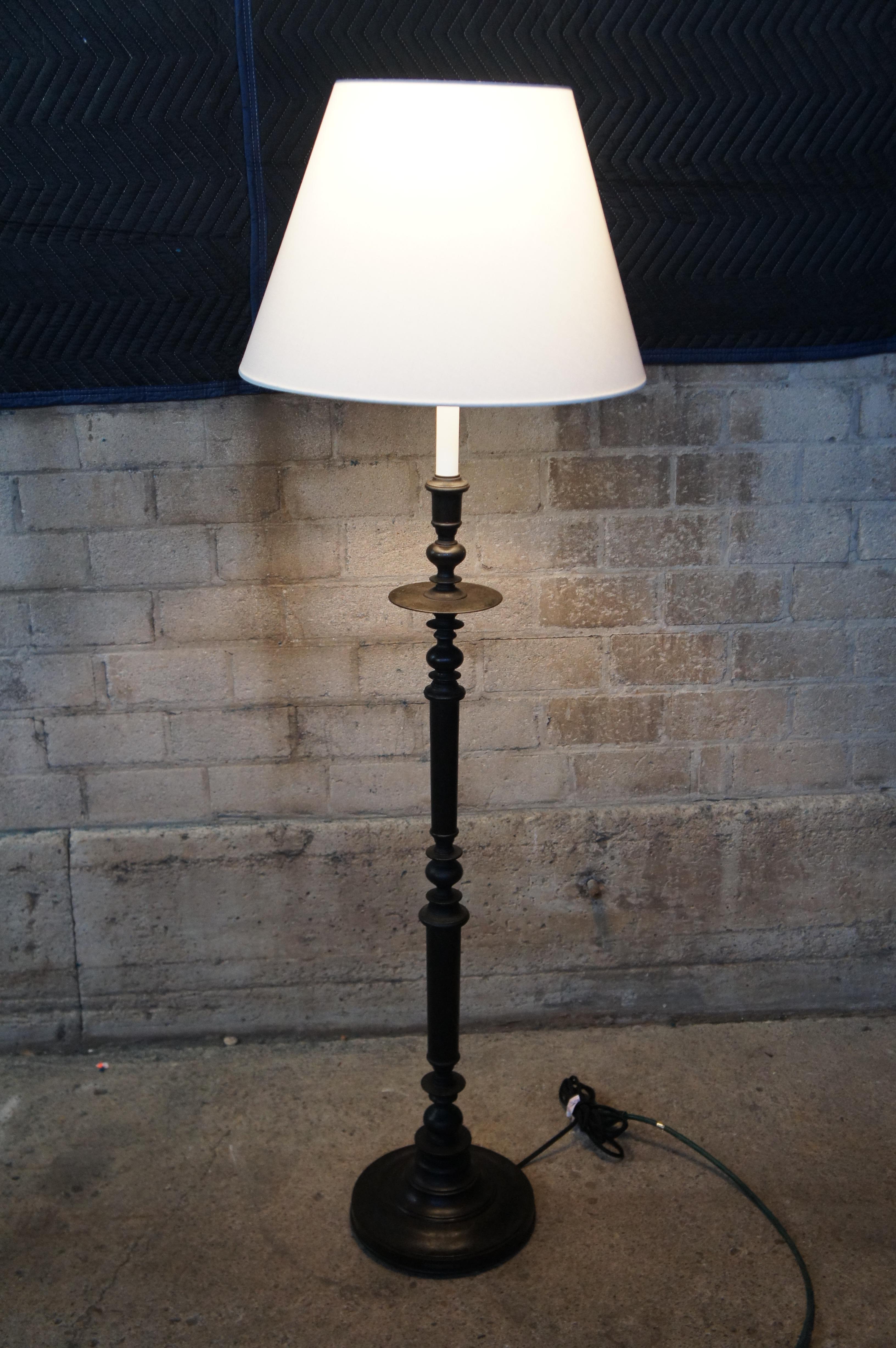 Ralph Lauren Spanish Revival Old World Iron Candle Stand Candlestick Floor Lamp 6