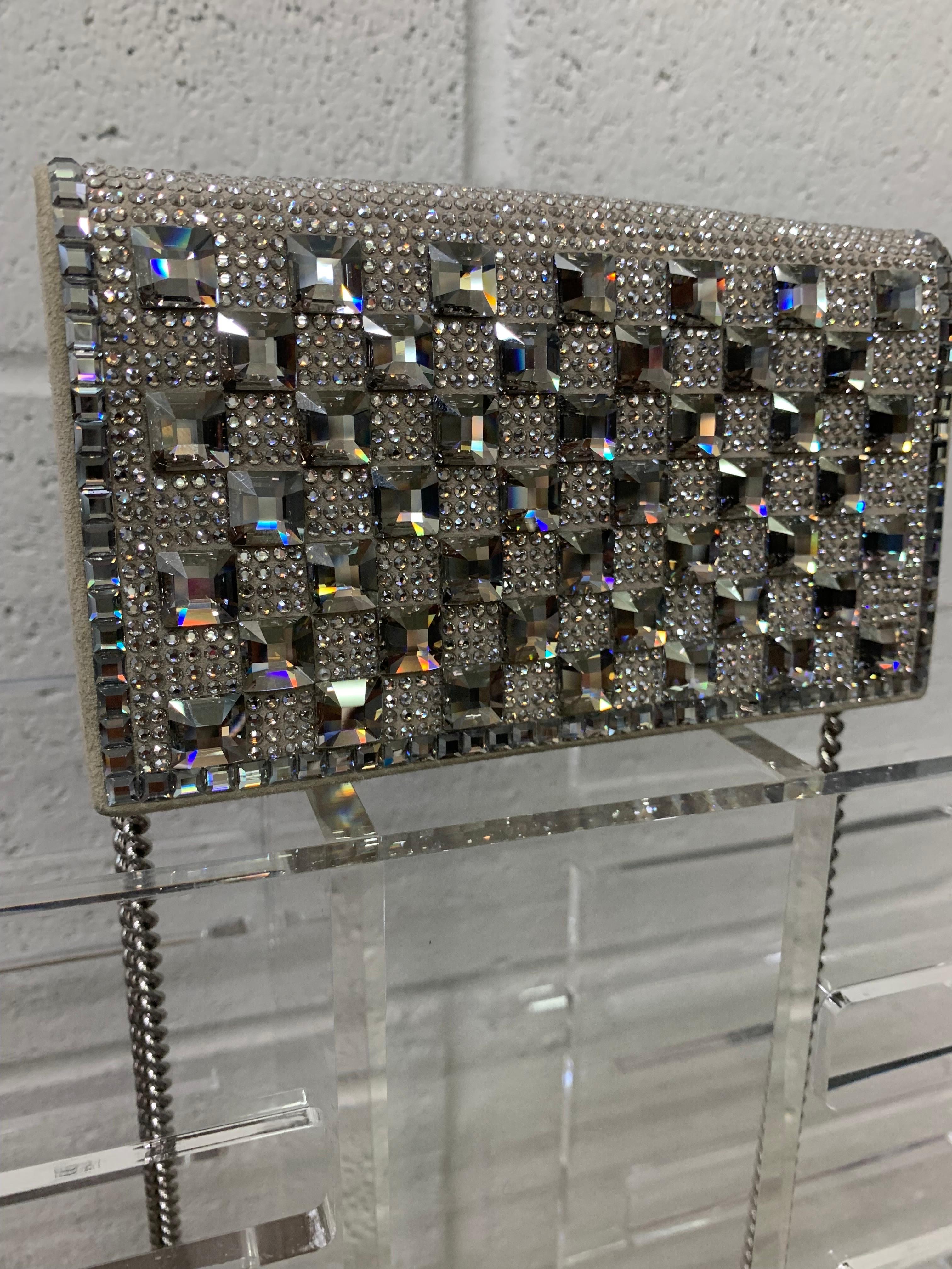 Noir Spectaculaire sac à bandoulière Disco en cristal massif avec poignée en chaîne Ralph Lauren en vente