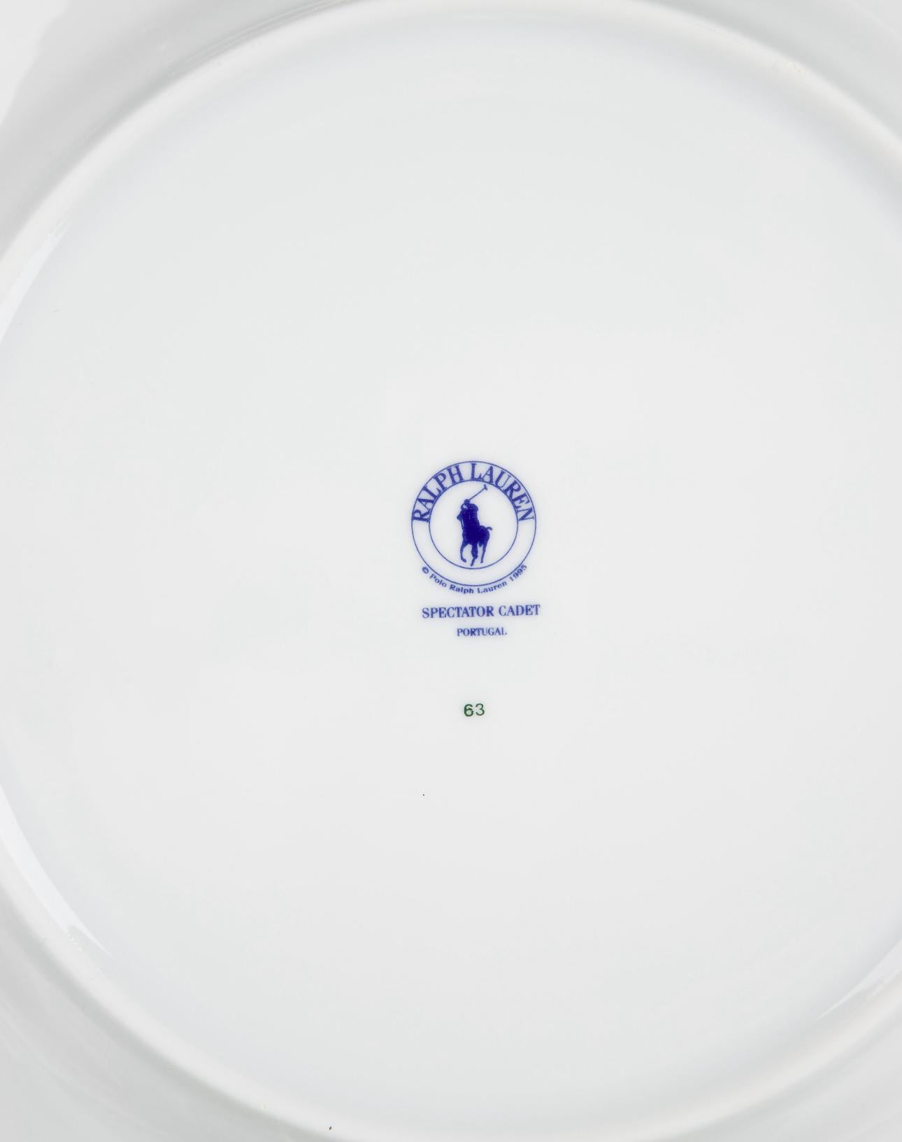 Ralph Lauren Spectator Cadet Blue Dinnerware ~ 4 place settings In Good Condition In New York, NY
