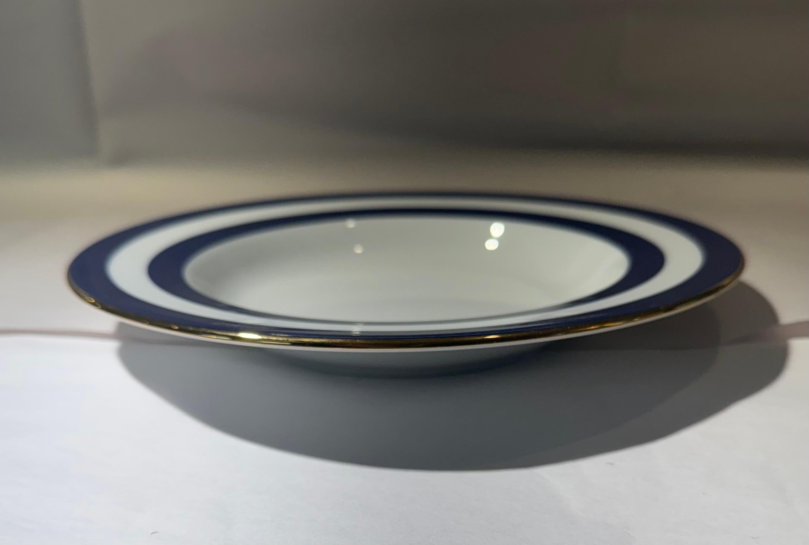Portuguese Ralph Lauren Spectator Cadet Blue Rim Soup Bowls ~ Set of 6 For Sale