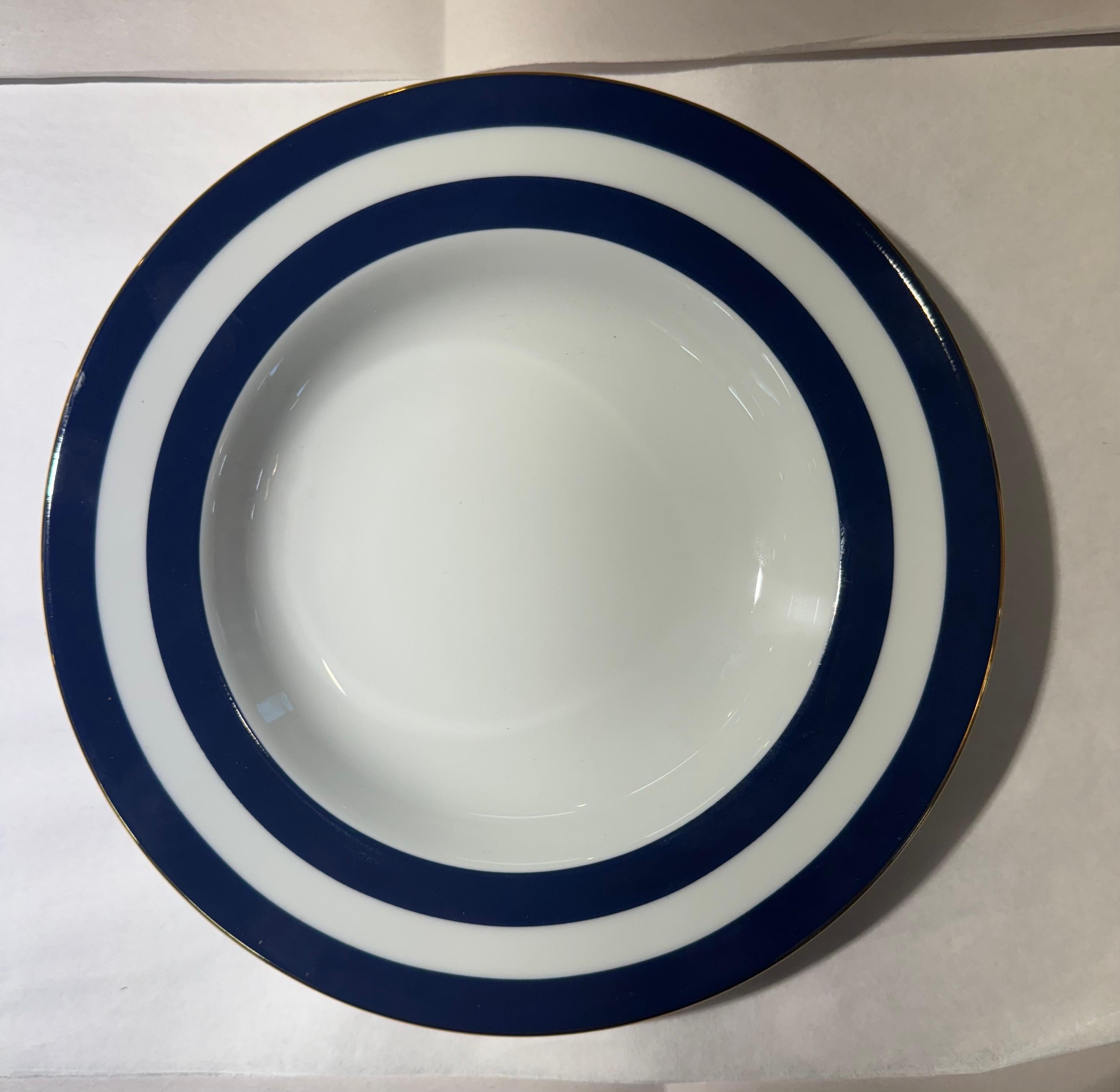 Ralph Lauren Spectator Cadet Blue Rim Soup Bowls ~ Set of 6 In Good Condition For Sale In New York, NY