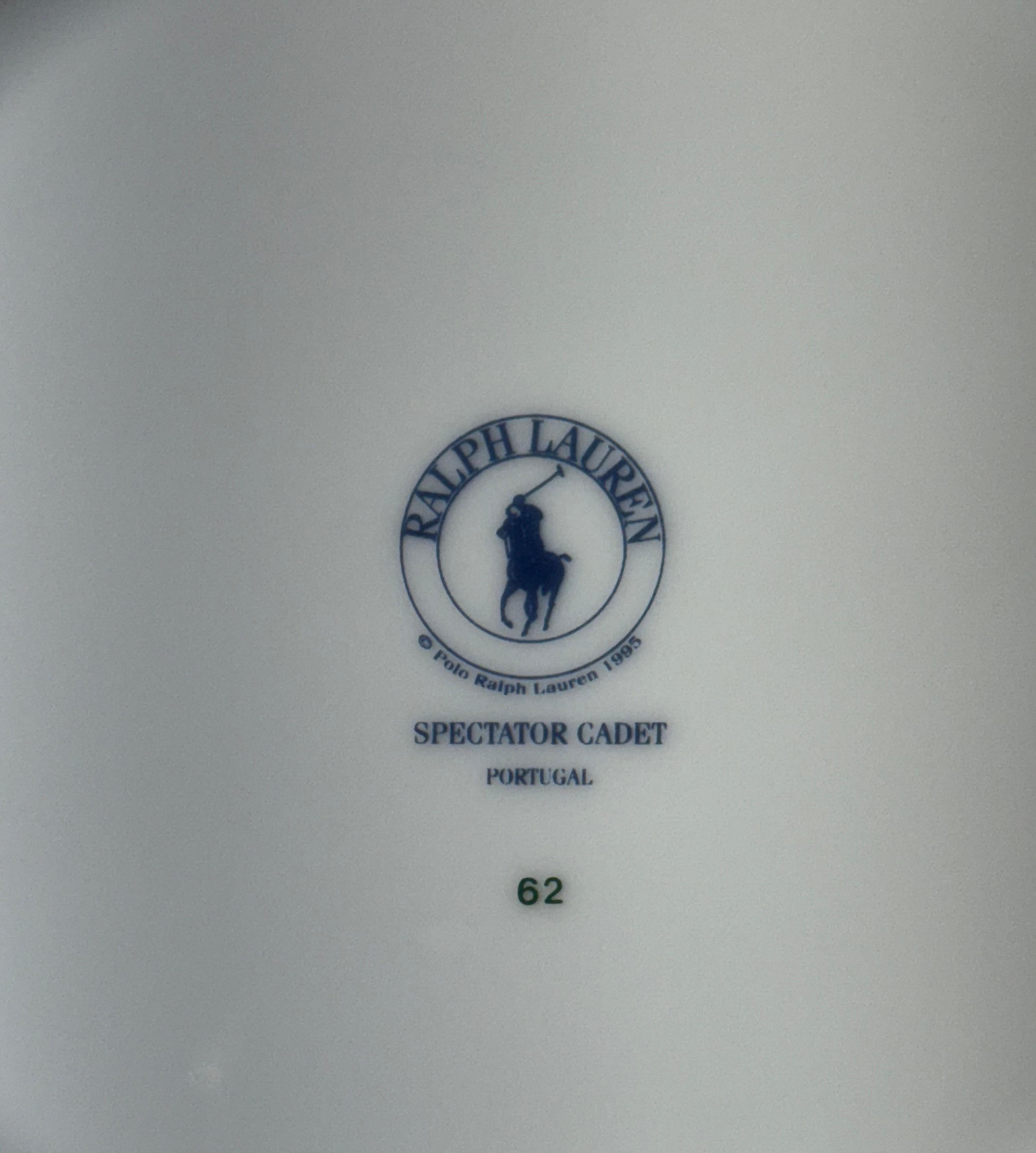 Late 20th Century Ralph Lauren Spectator Cadet Blue Rim Soup Bowls ~ Set of 6 For Sale