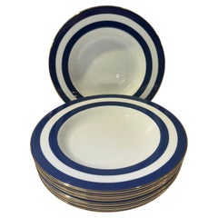 Ralph Lauren Spectator Cadet Blue Rim Soup Bowls ~ Set of 6