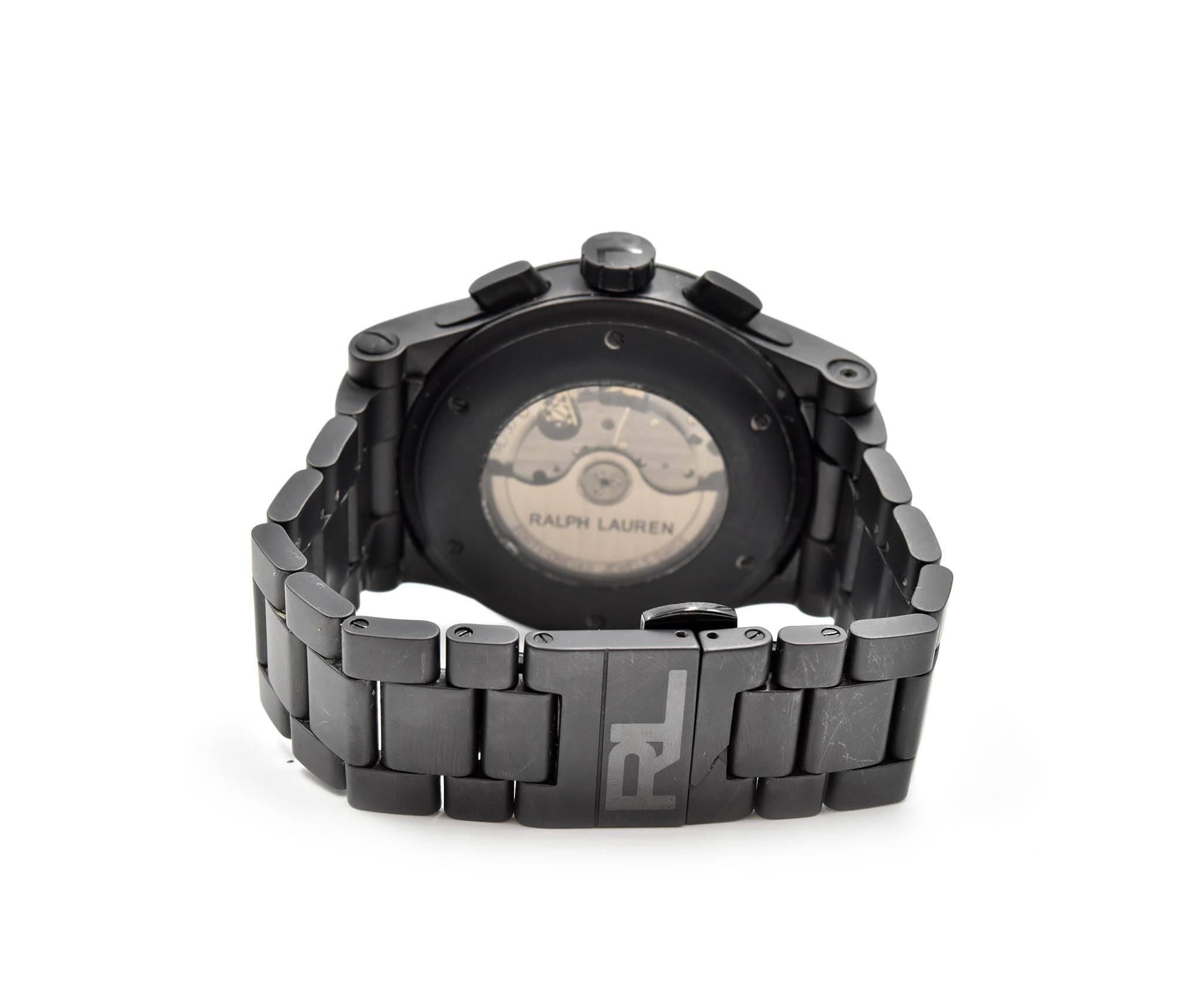 Men's Ralph Lauren Black Matte Ceramic Sporting Chronograph automatic Wristwatch 