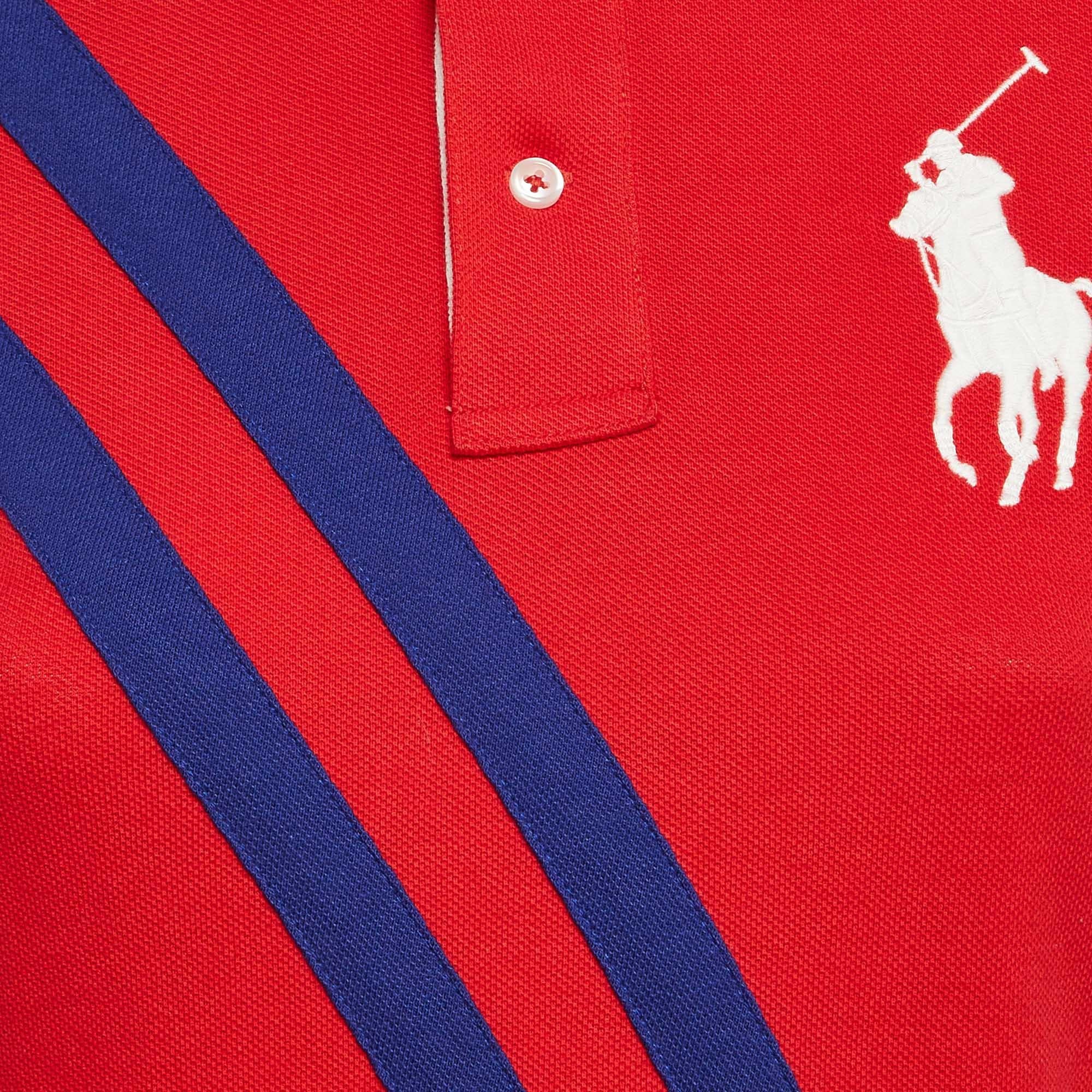 Rouge Ralph Lauren Sports - Mini robe T-shirt rouge piqué en coton S en vente