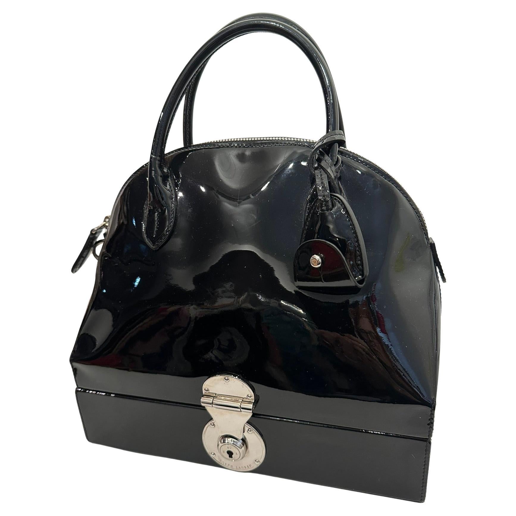 Ralph Lauren Spring 2007 Ricky Black Patent Leather Sac Mallette Hand Bag