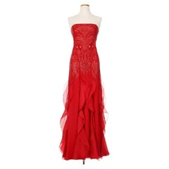 Ralph Lauren Primavera 2013 Vestido rojo con adornos de piel