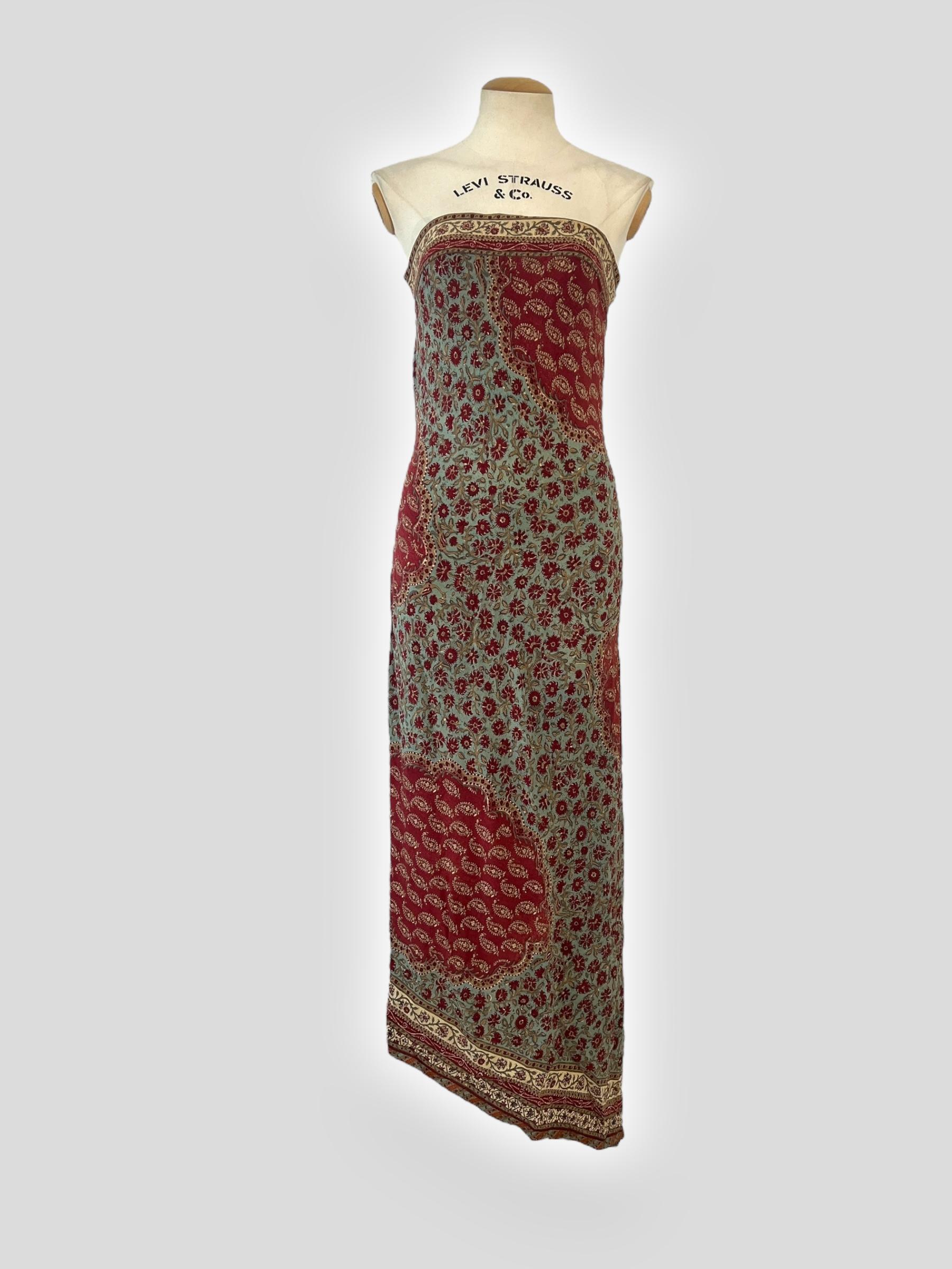 Brown Ralph Lauren Spring/Summer 1997 Floral Print Cutout Strapless Dress For Sale