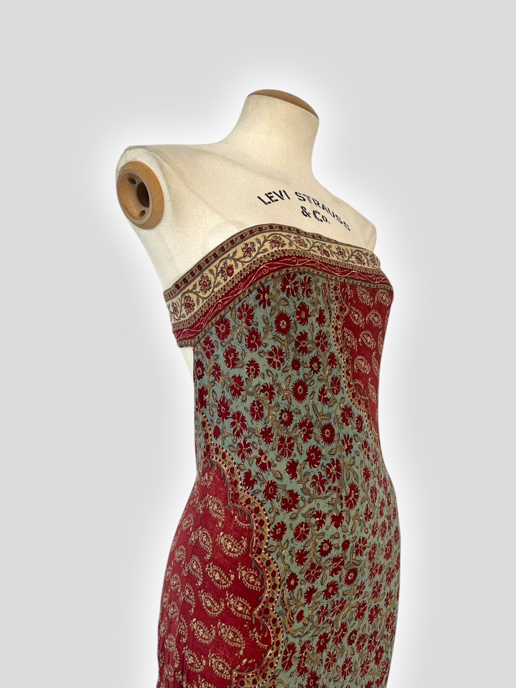 Women's Ralph Lauren Spring/Summer 1997 Floral Print Cutout Strapless Dress For Sale