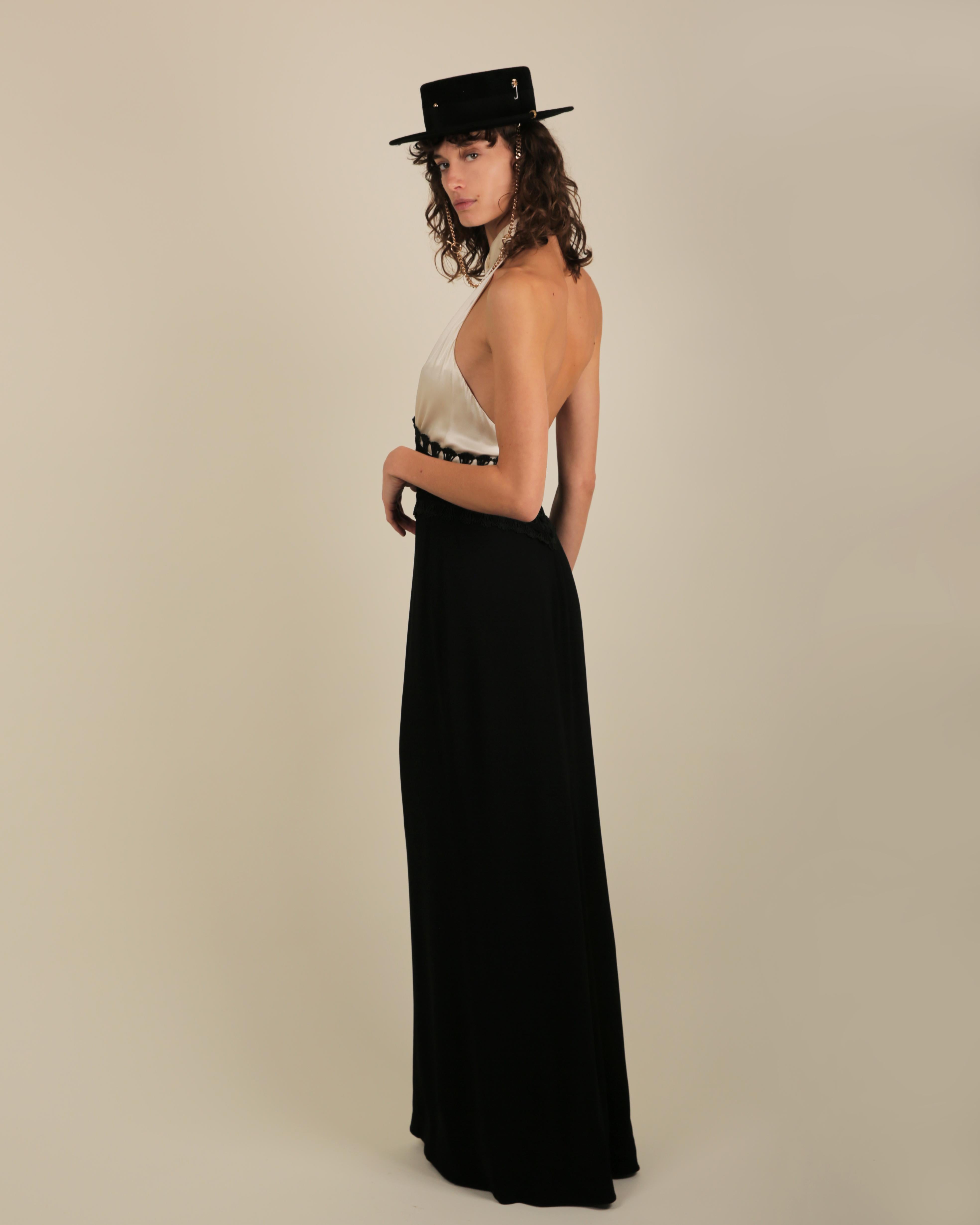 Ralph Lauren SS 2013 black white sleeveless halter backless button up dress gown For Sale 5