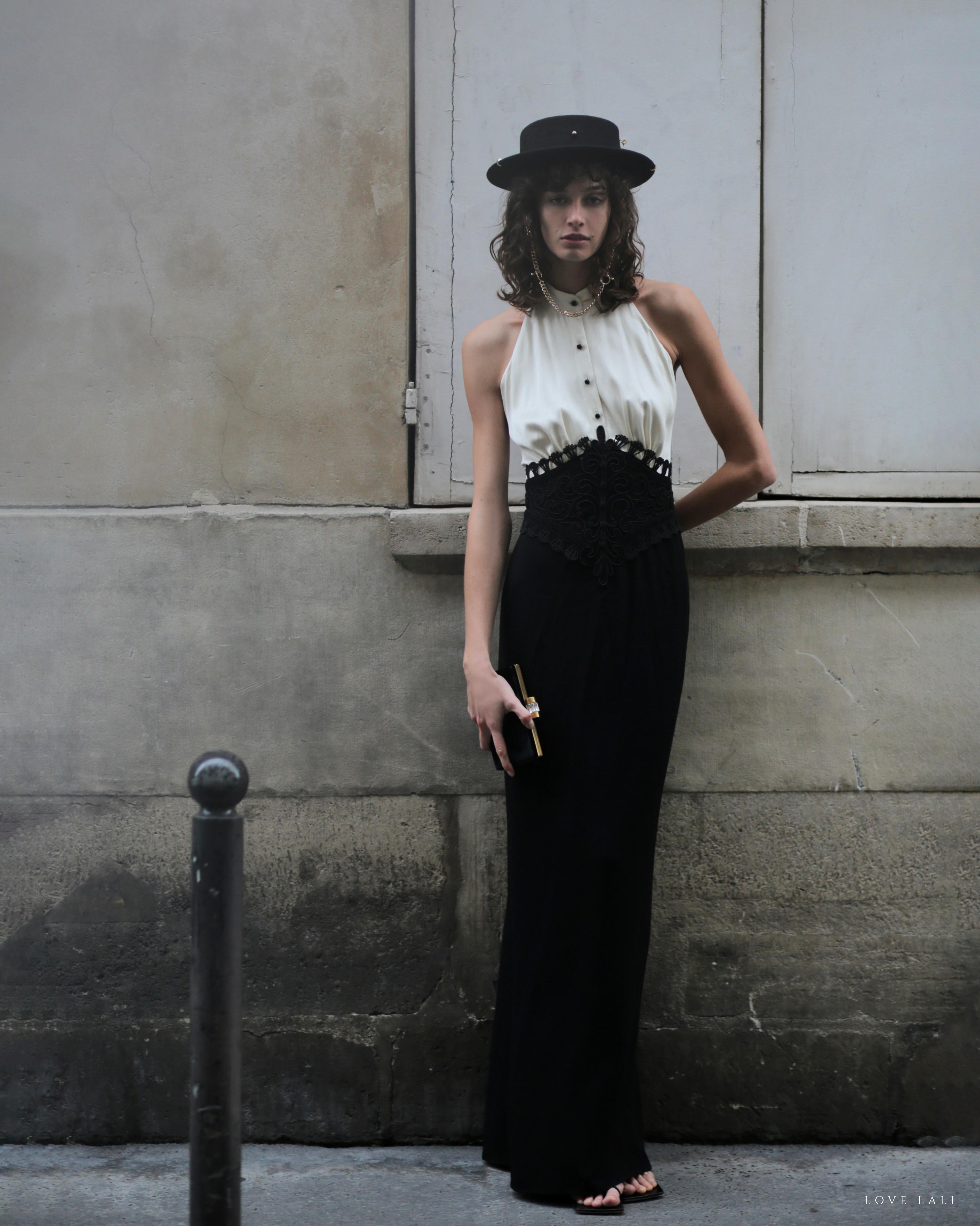Ralph Lauren SS 2013 black white sleeveless halter backless button up dress gown For Sale 13