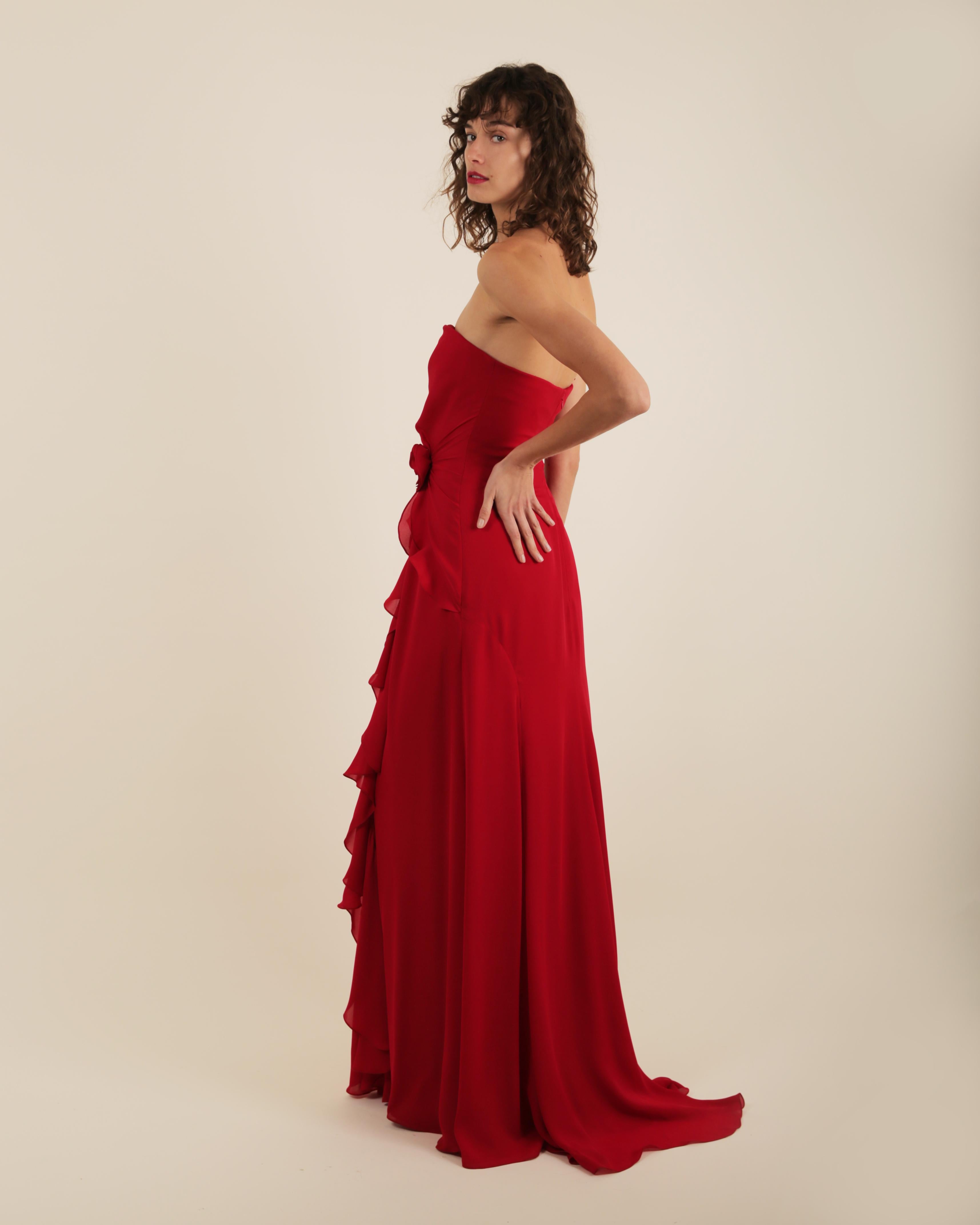 Ralph Lauren SS 2013 strapless bustier red sweetheart neck train silk gown dress 7