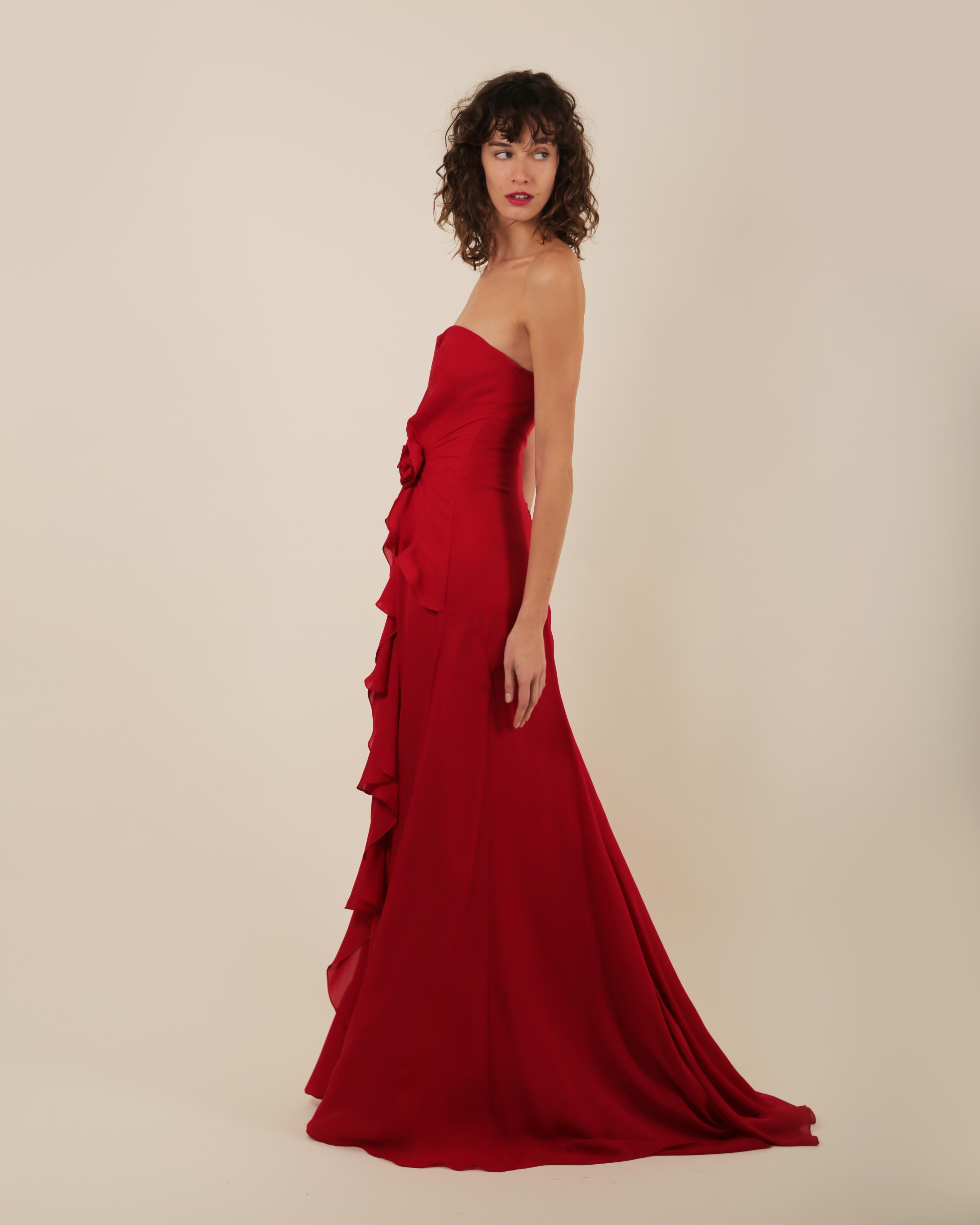 Ralph Lauren SS 2013 strapless bustier red sweetheart neck train silk gown dress 9