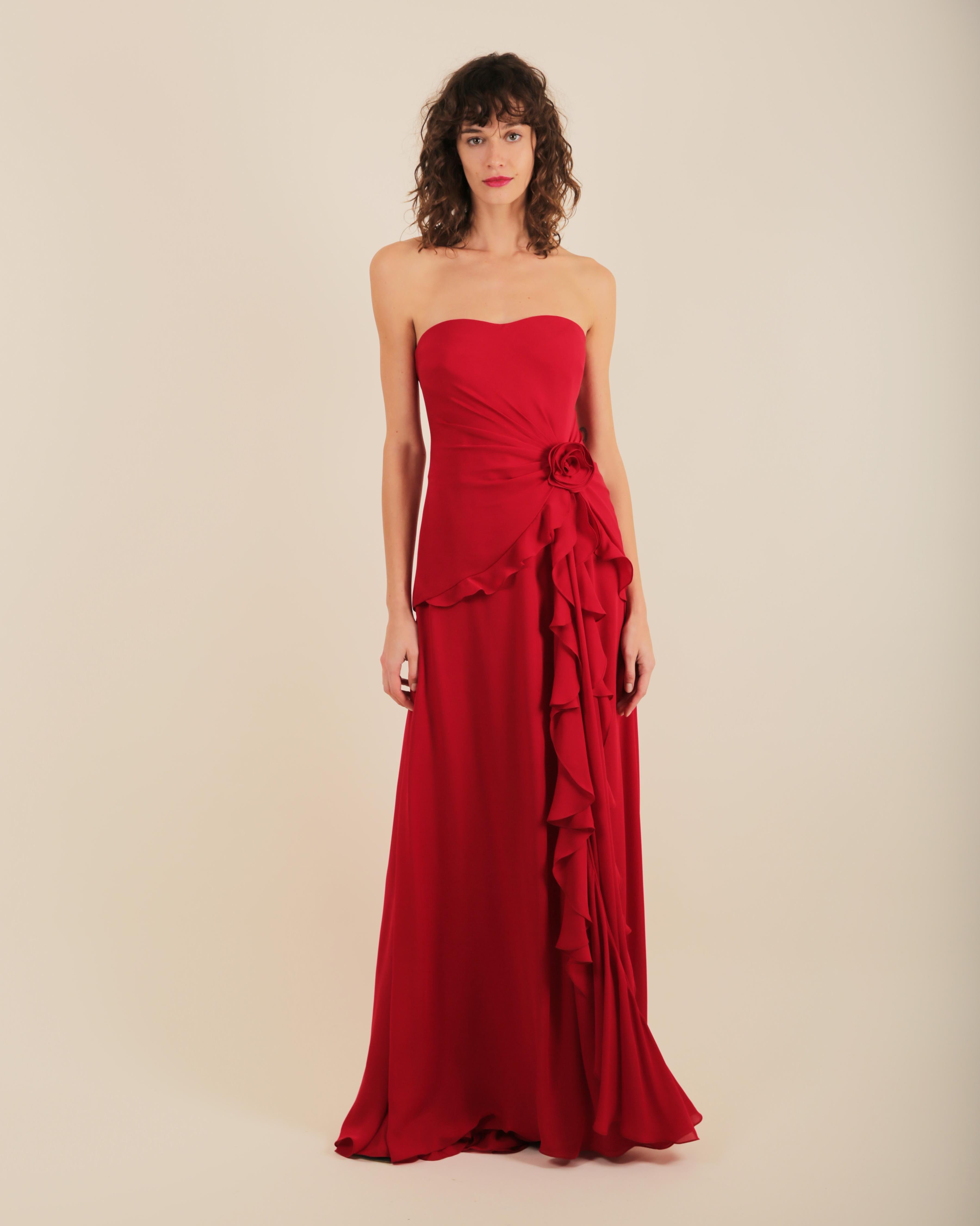 Ralph Lauren SS 2013 strapless bustier red sweetheart neck train silk gown dress 11